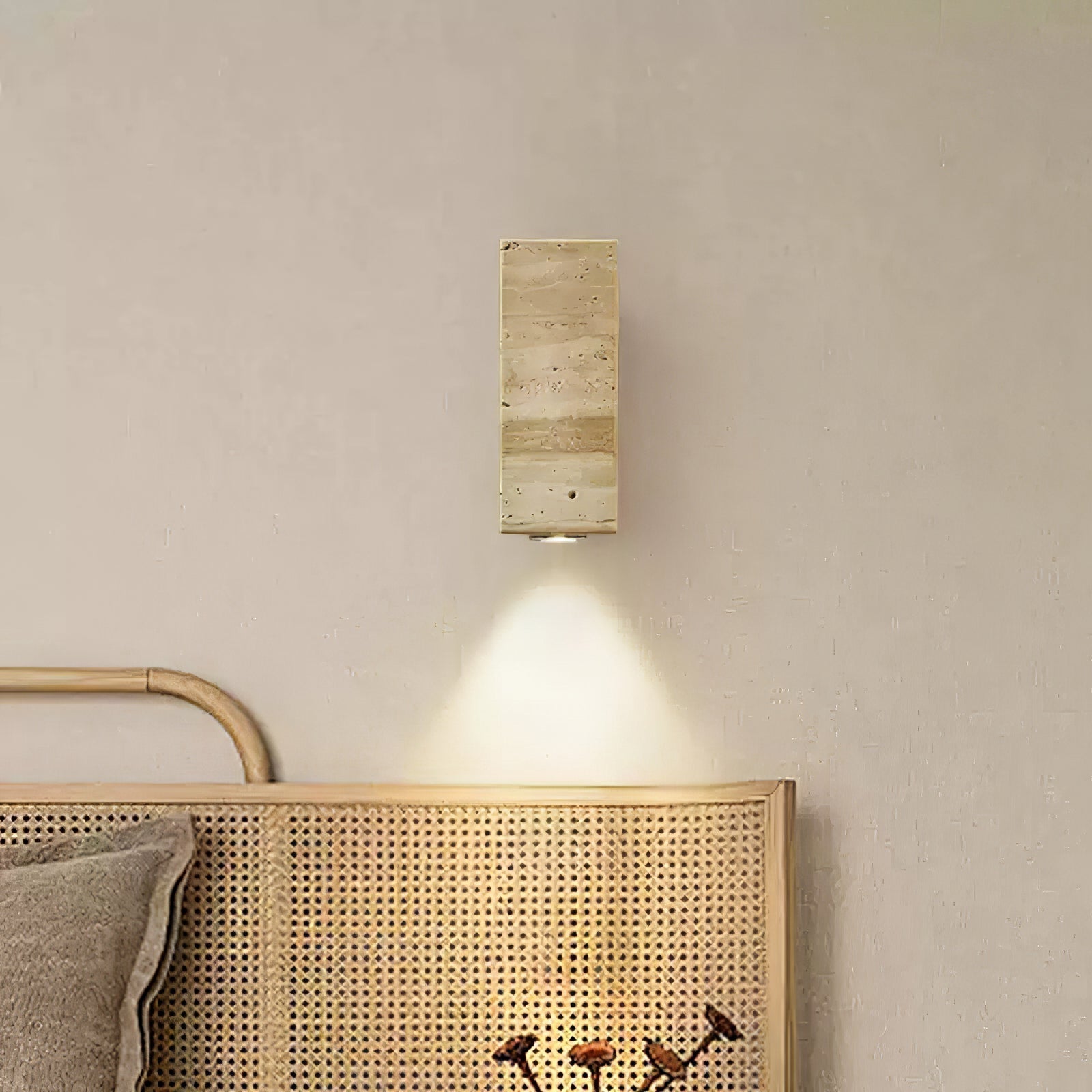 Celore Cylinder-Wood Travertine Wall Light - Letslighting