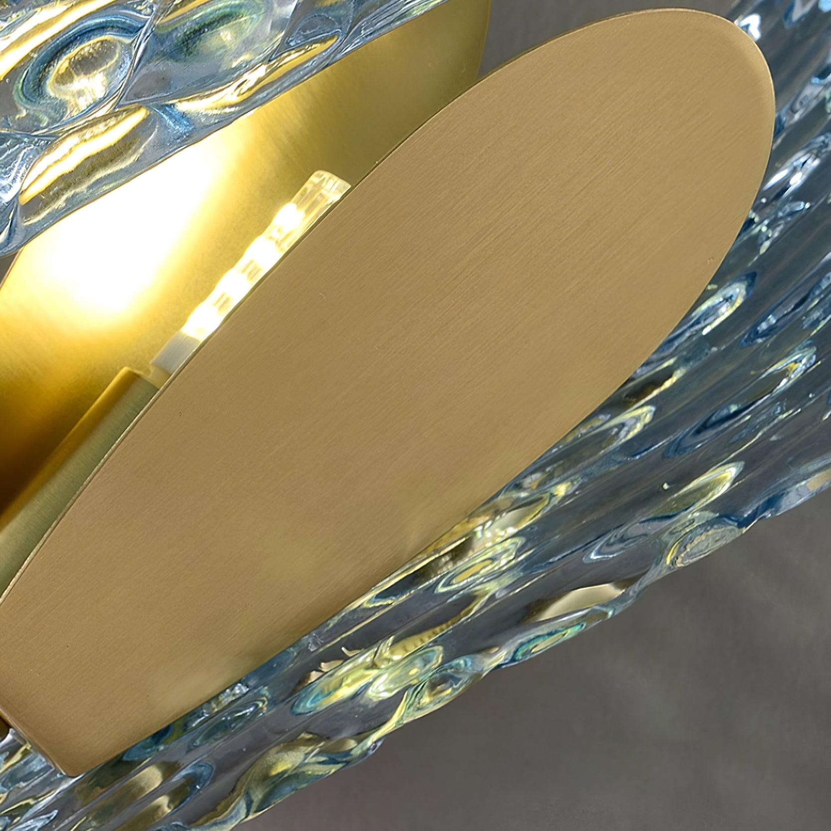 Wall Lamp Blue Ribbed Glass Ribbons Brass Arm Art Chic Glam - Letslighting