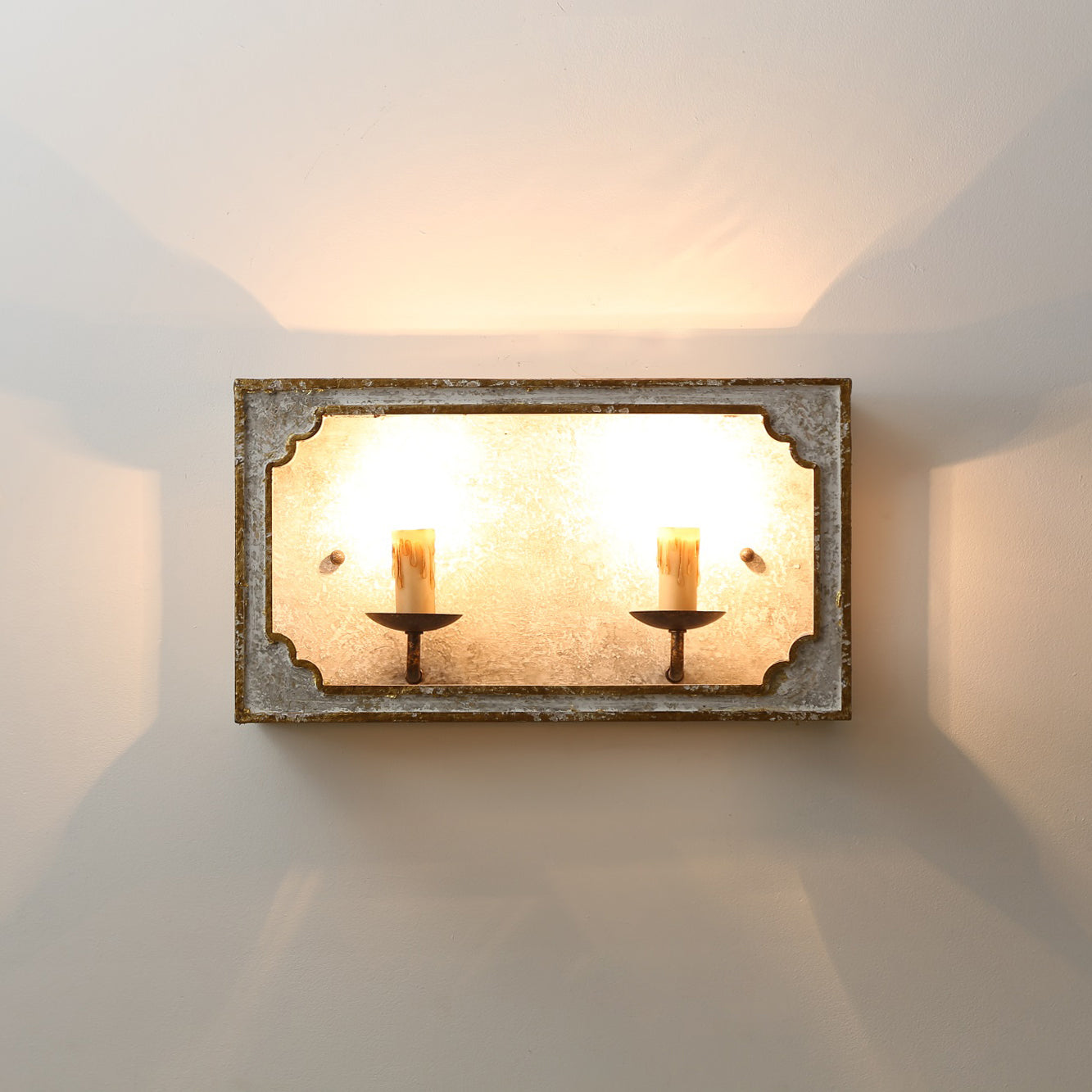 Vatnuvyd Rustic Cube Wooden Metal Sconce - Lamp Copper