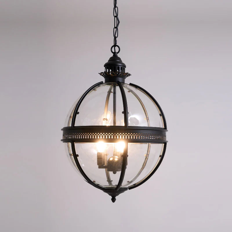 Silva Vintage Glass Metal Black Pendant Light Dining Room Bedroom