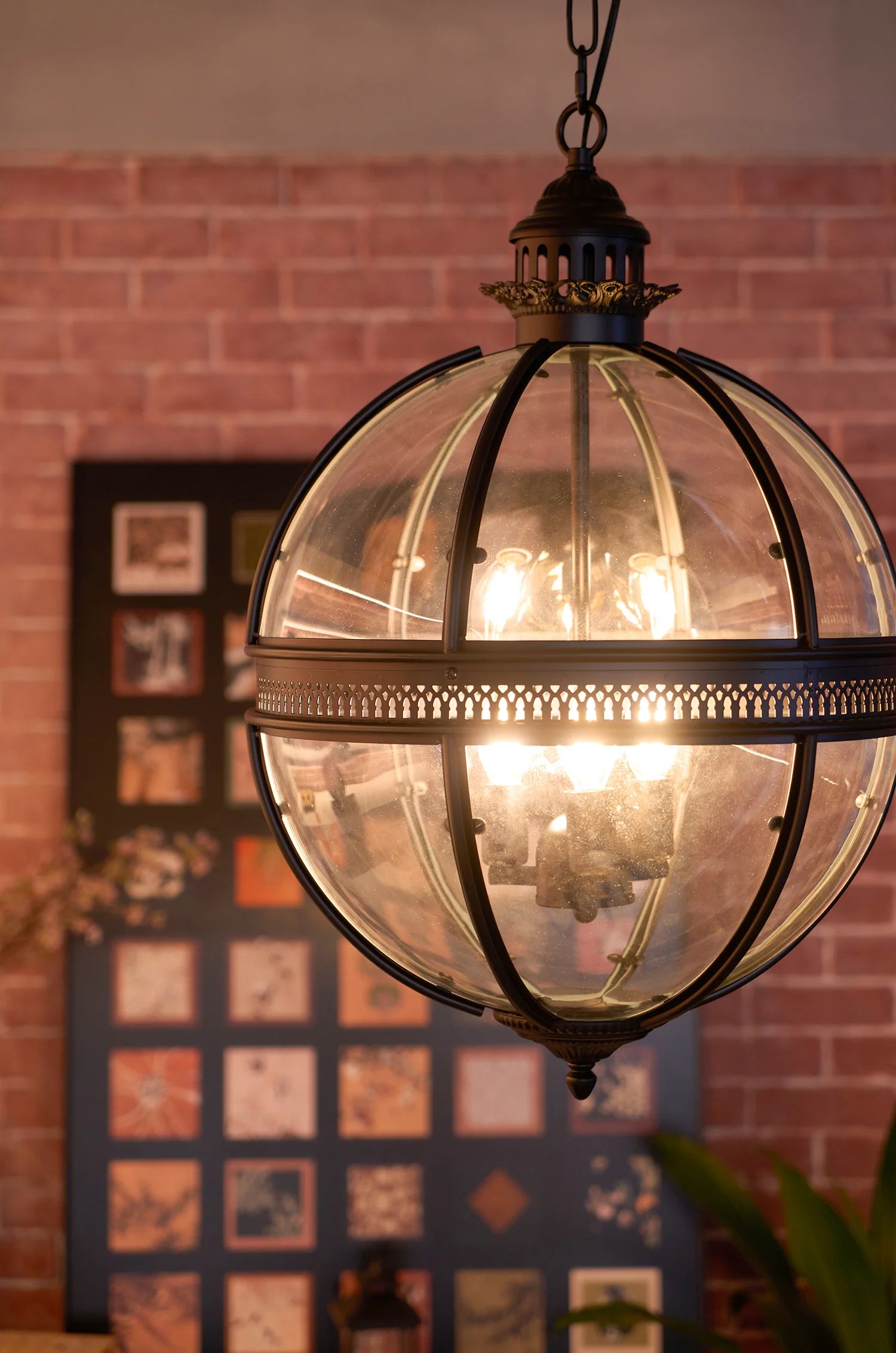 Silva Vintage Glass Metal Black Pendant Light Dining Room Bedroom