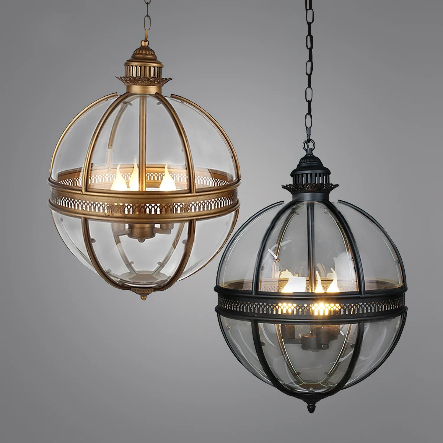 Silva Vintage Glass Metal Black Pendant Light Dining Room Bedroom