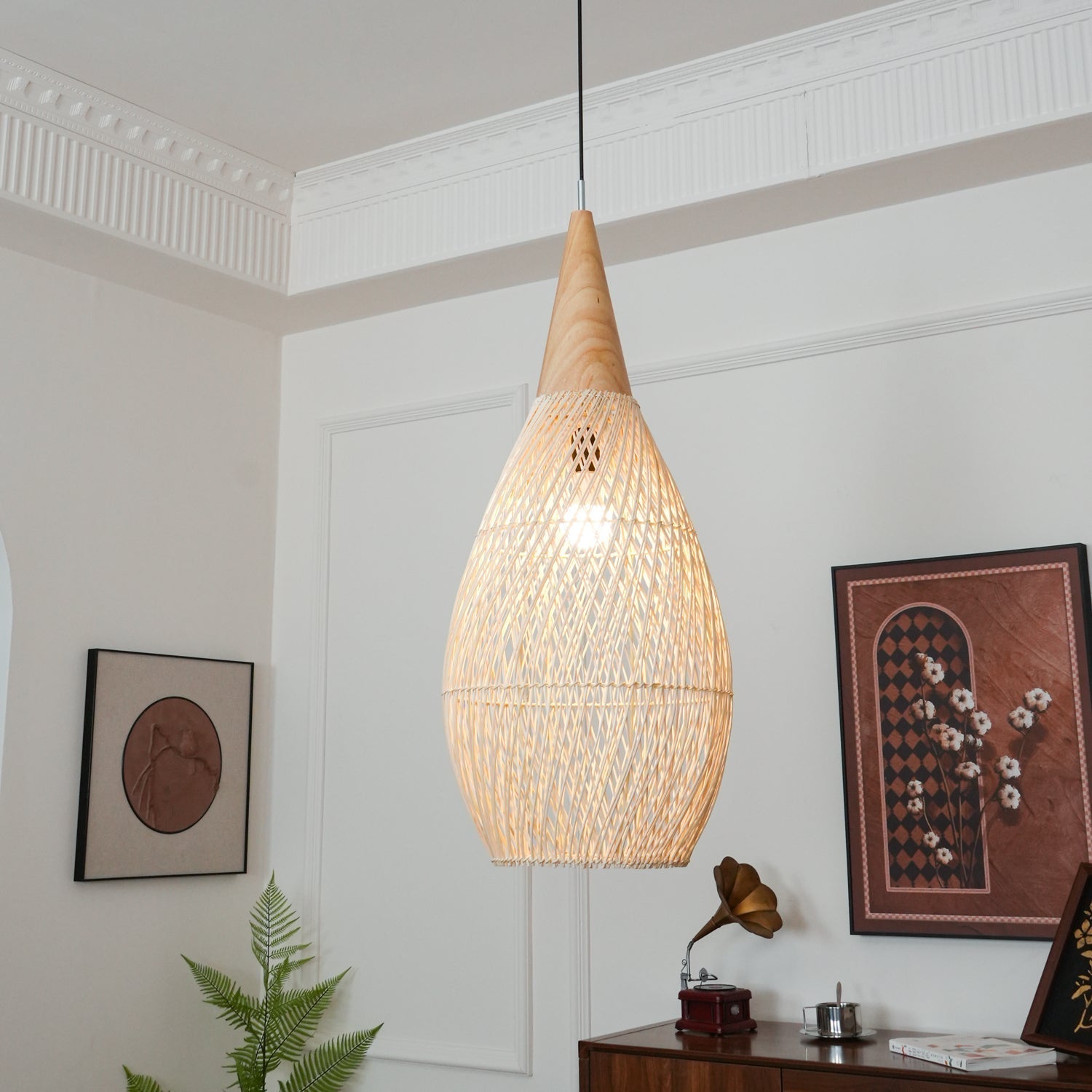 Solara Pendant Lamp Rattan Swag Woven - Letslighting