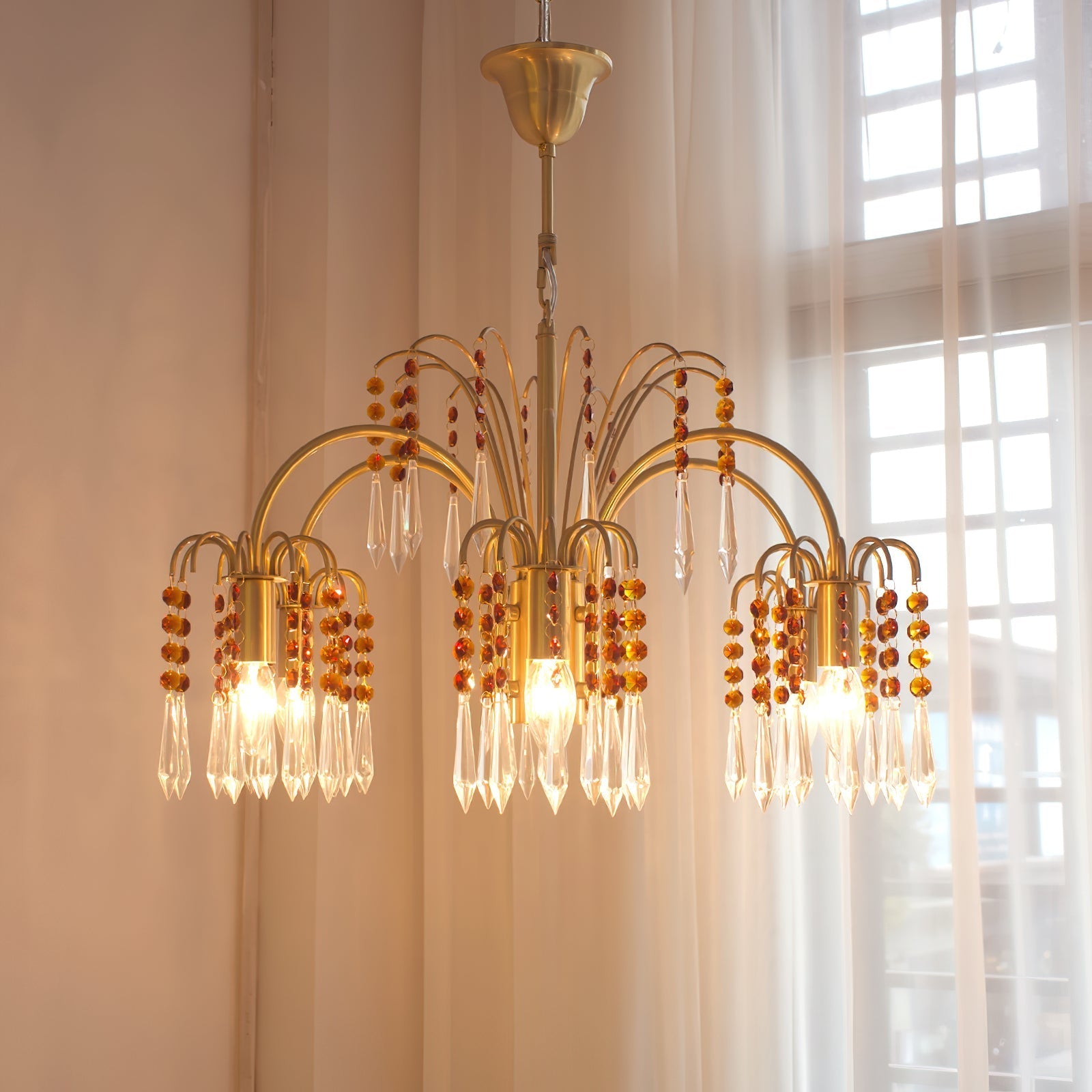 Voyant Premium Luxury Candle Crystal Chandelier - Lamp Copper