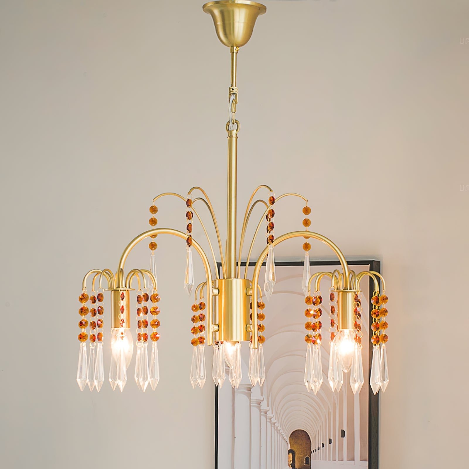 Voyant Premium Luxury Candle Crystal Chandelier - Lamp Copper