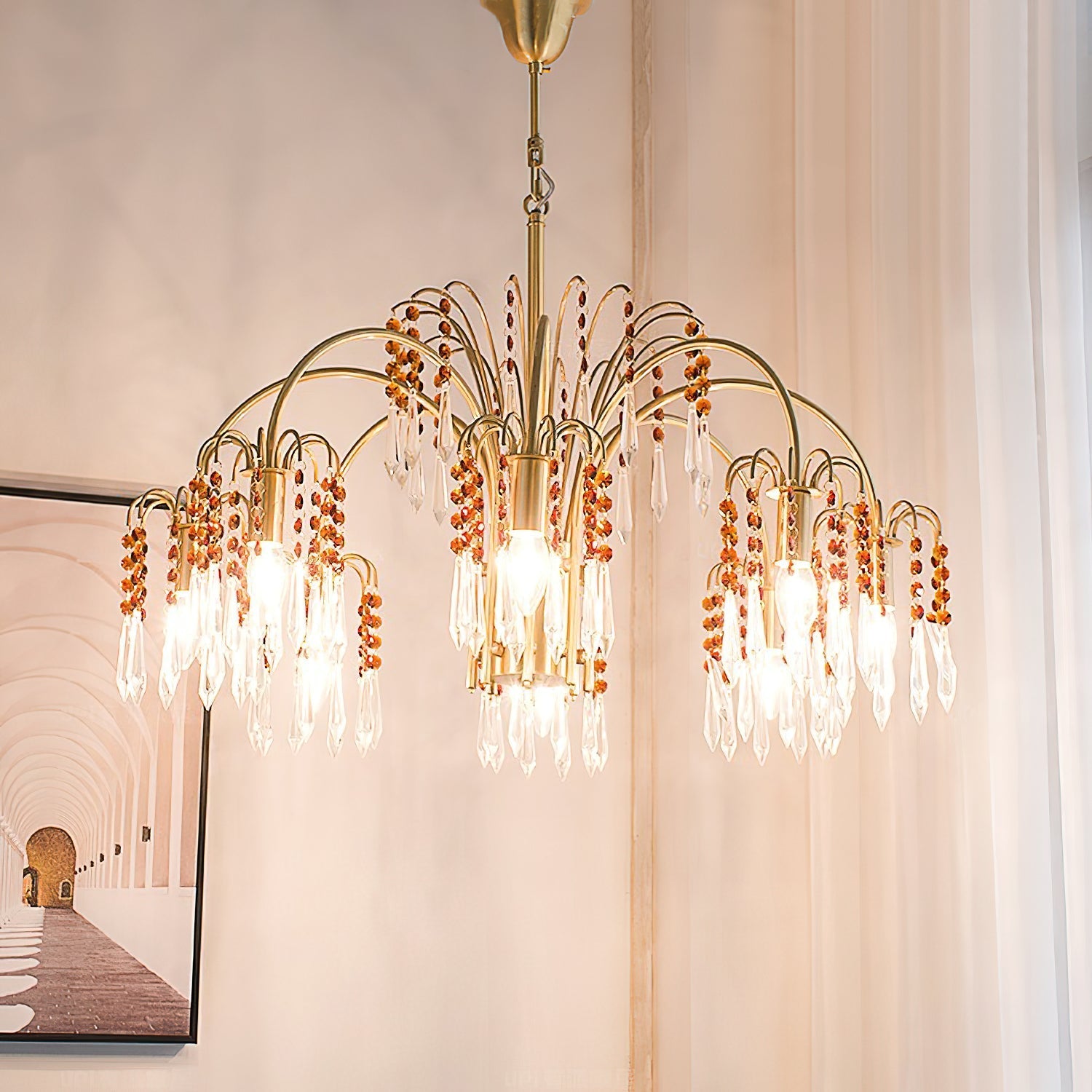 Voyant Premium Luxury Candle Crystal Chandelier - Lamp Copper
