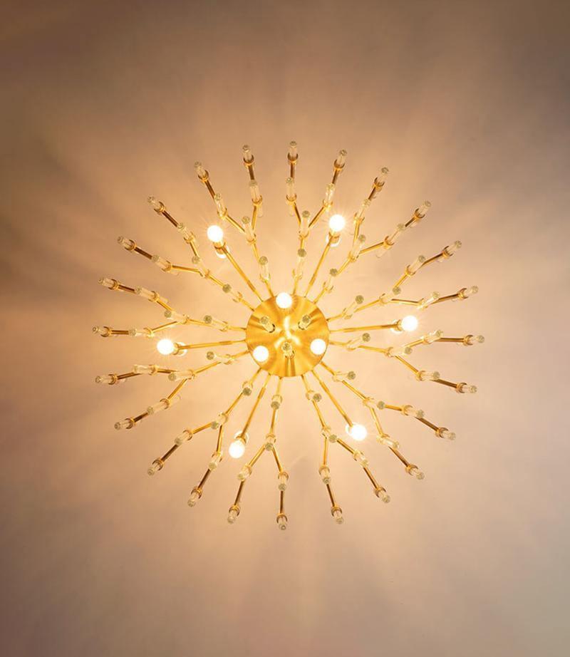 Solara Chandelier Antique Brass Starburst - Letslighting