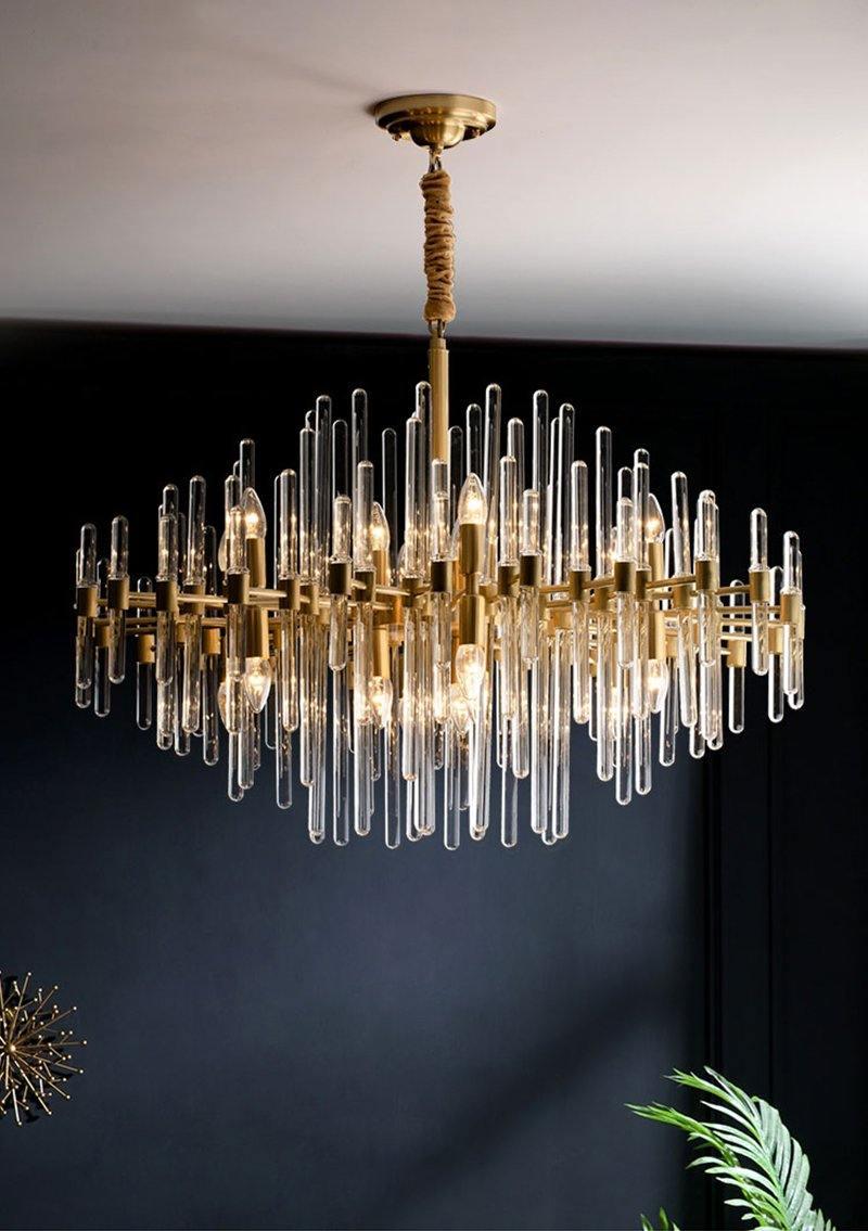 Solara Chandelier Antique Brass Starburst - Letslighting
