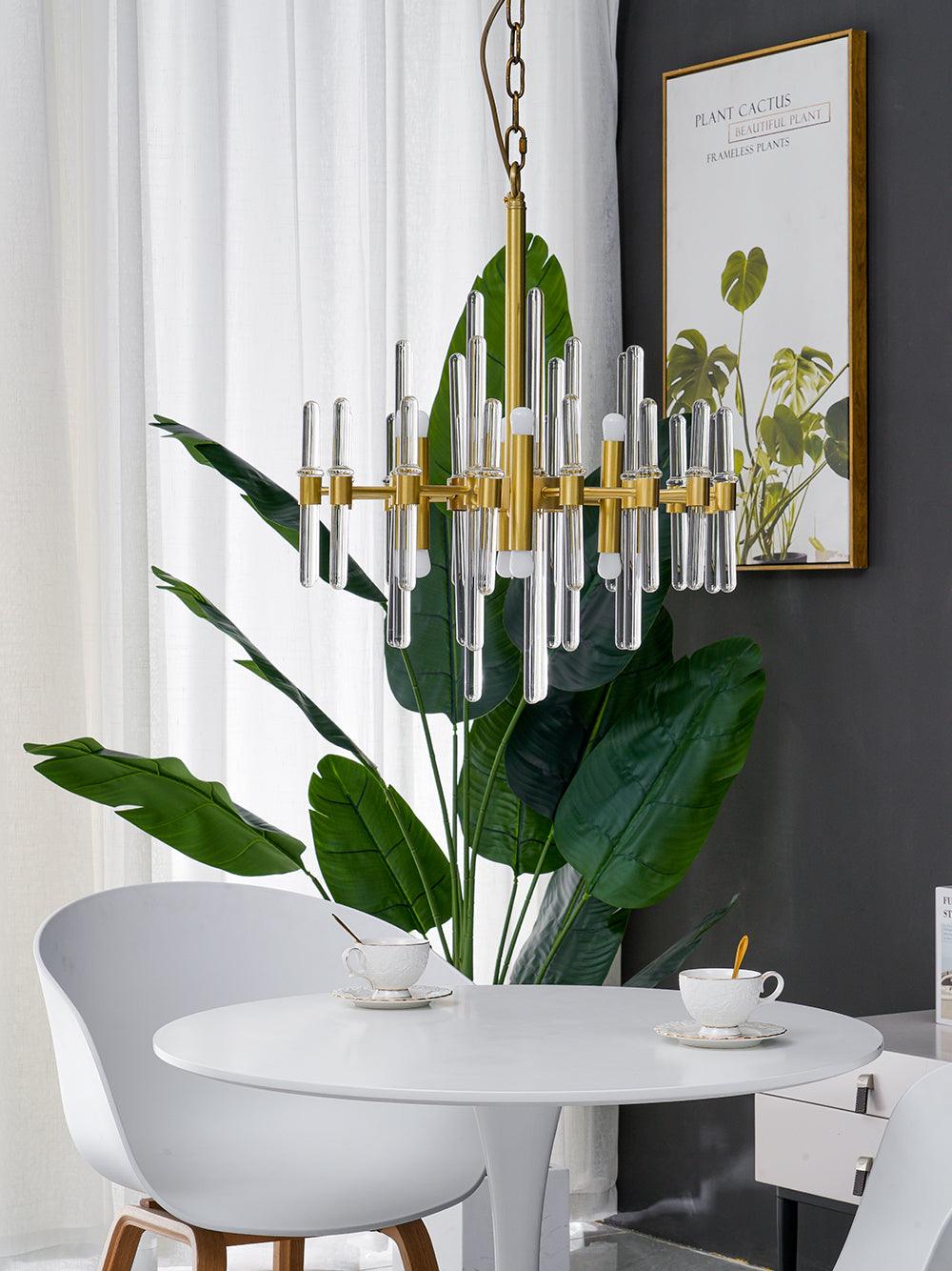 Solara Chandelier Antique Brass Starburst - Letslighting