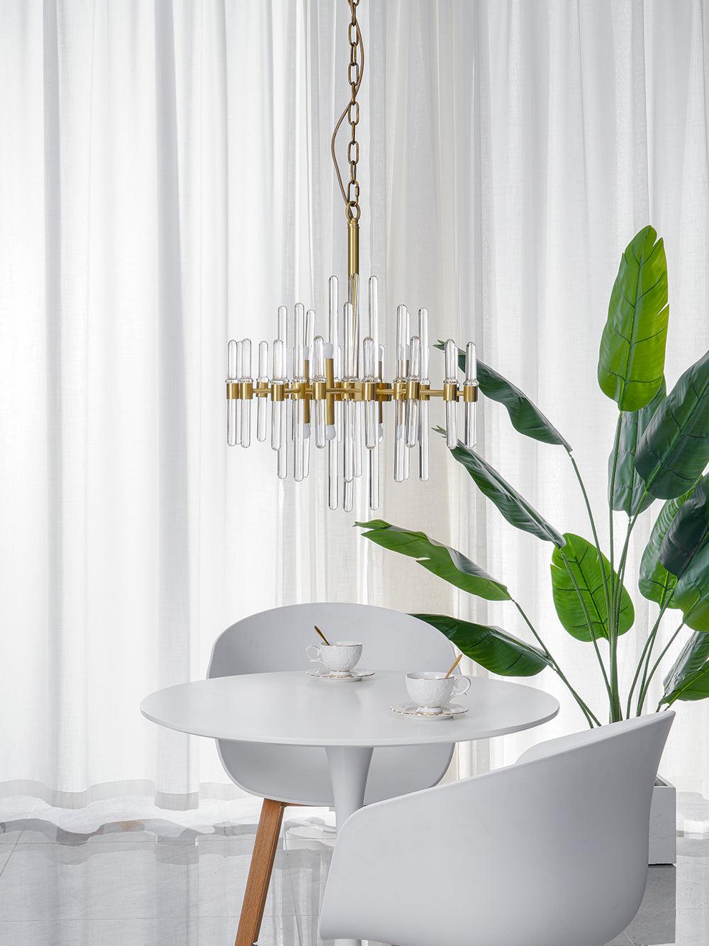 Solara Chandelier Antique Brass Starburst - Letslighting