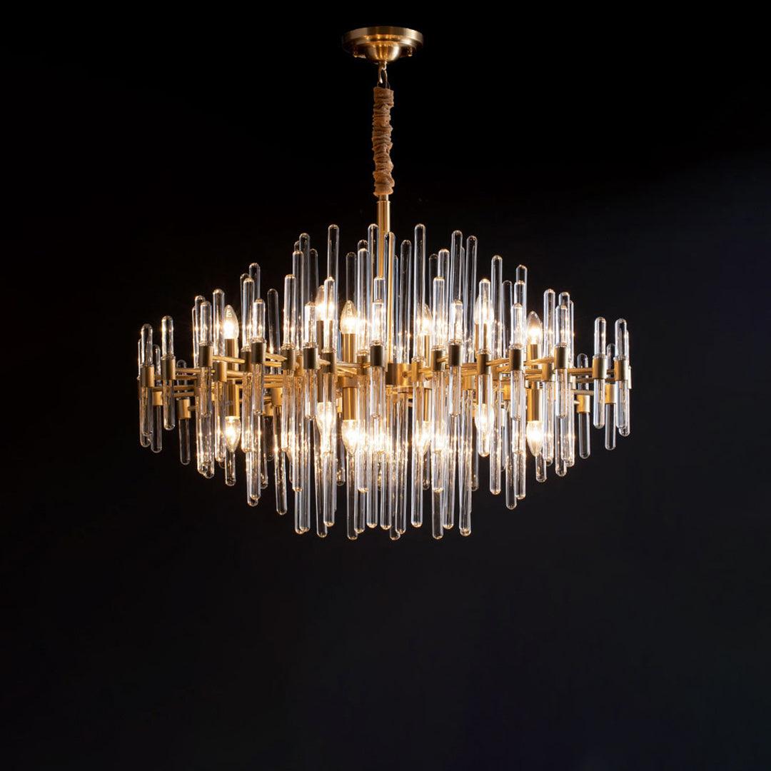 Solara Chandelier Antique Brass Starburst - Letslighting