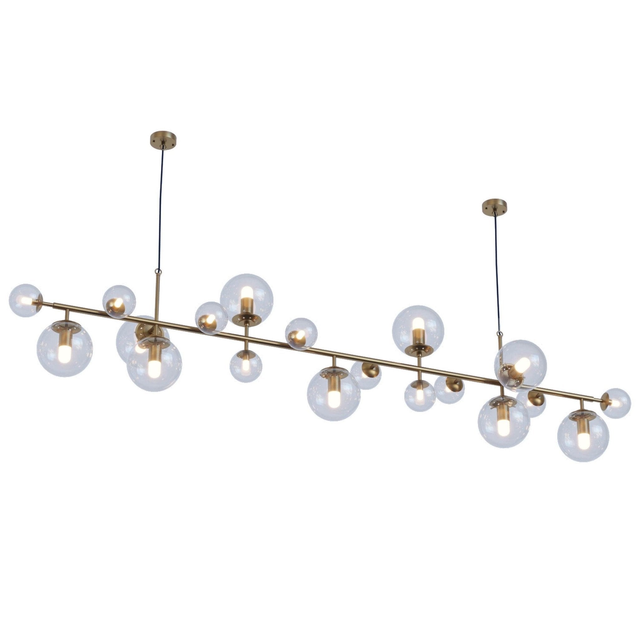 Brass Glass Globe Chandelier - Blowlighting