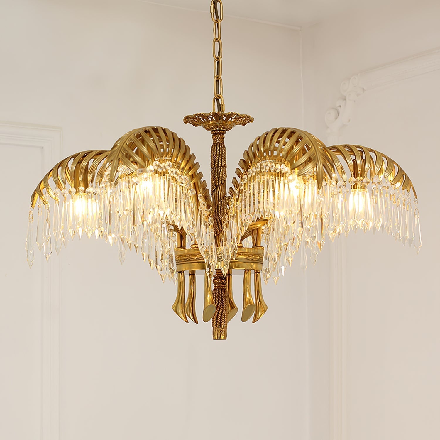 Odoraris Regal Brass Crystal Chandelier - Blowlighting