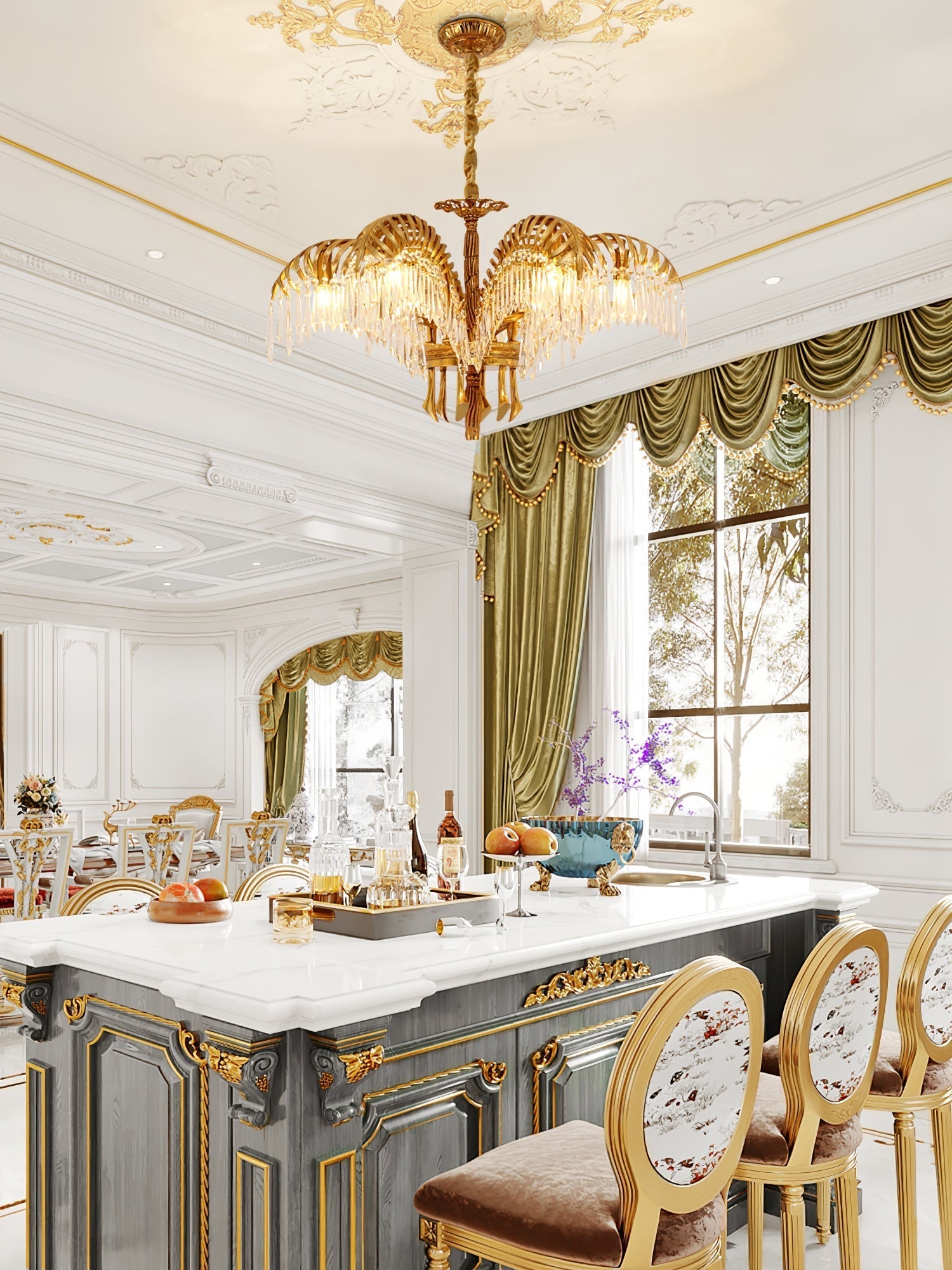 Odoraris Regal Brass Crystal Chandelier - Blowlighting