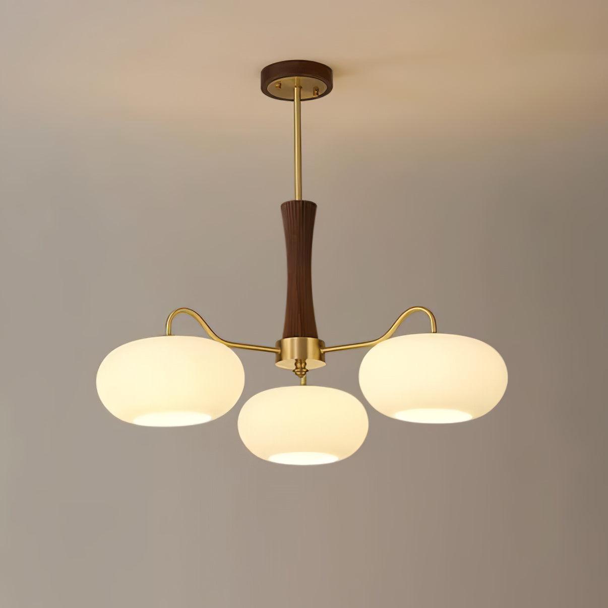 Brass Wooden Persimmon Chandelier - Blowlighting