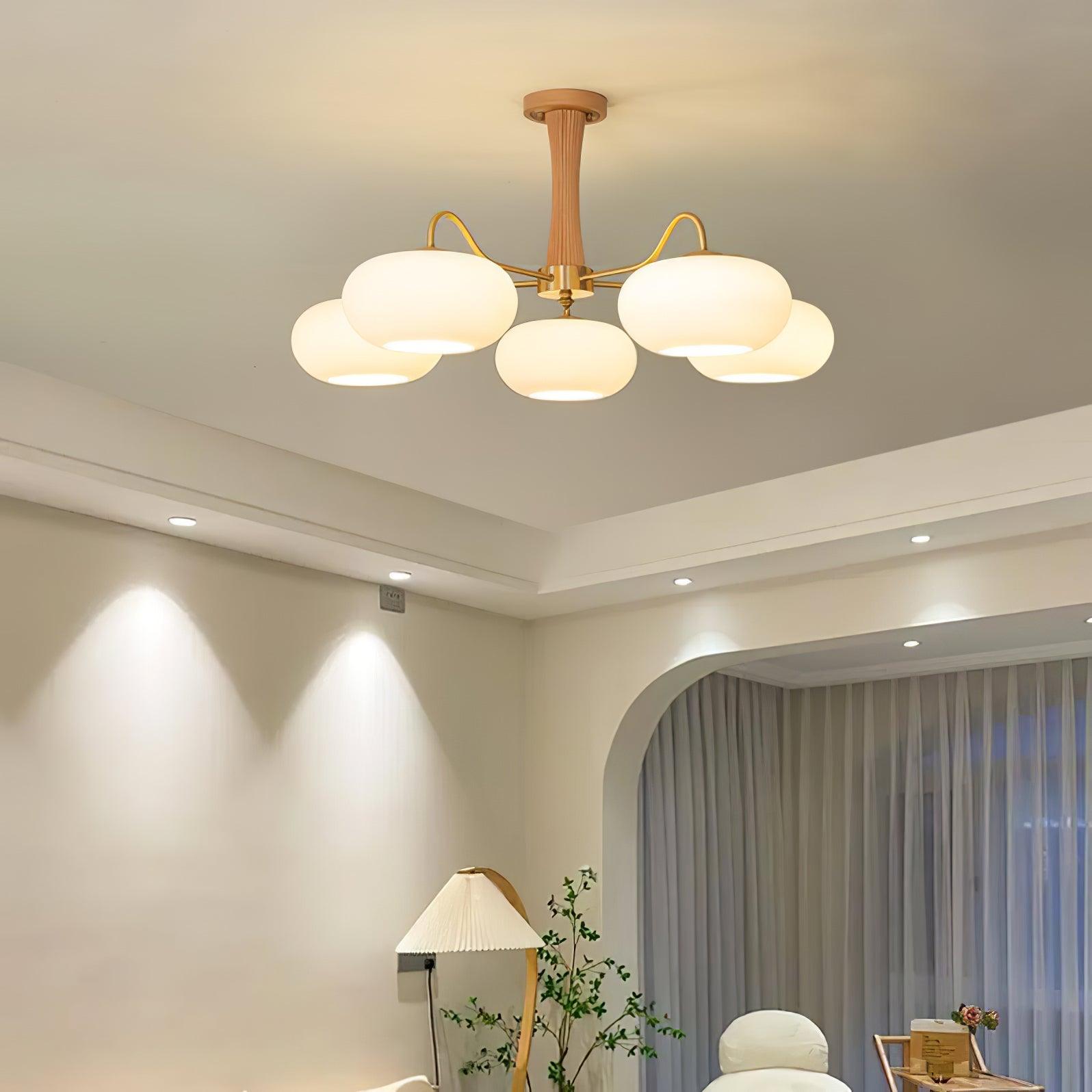 Brass Wooden Persimmon Chandelier - Blowlighting