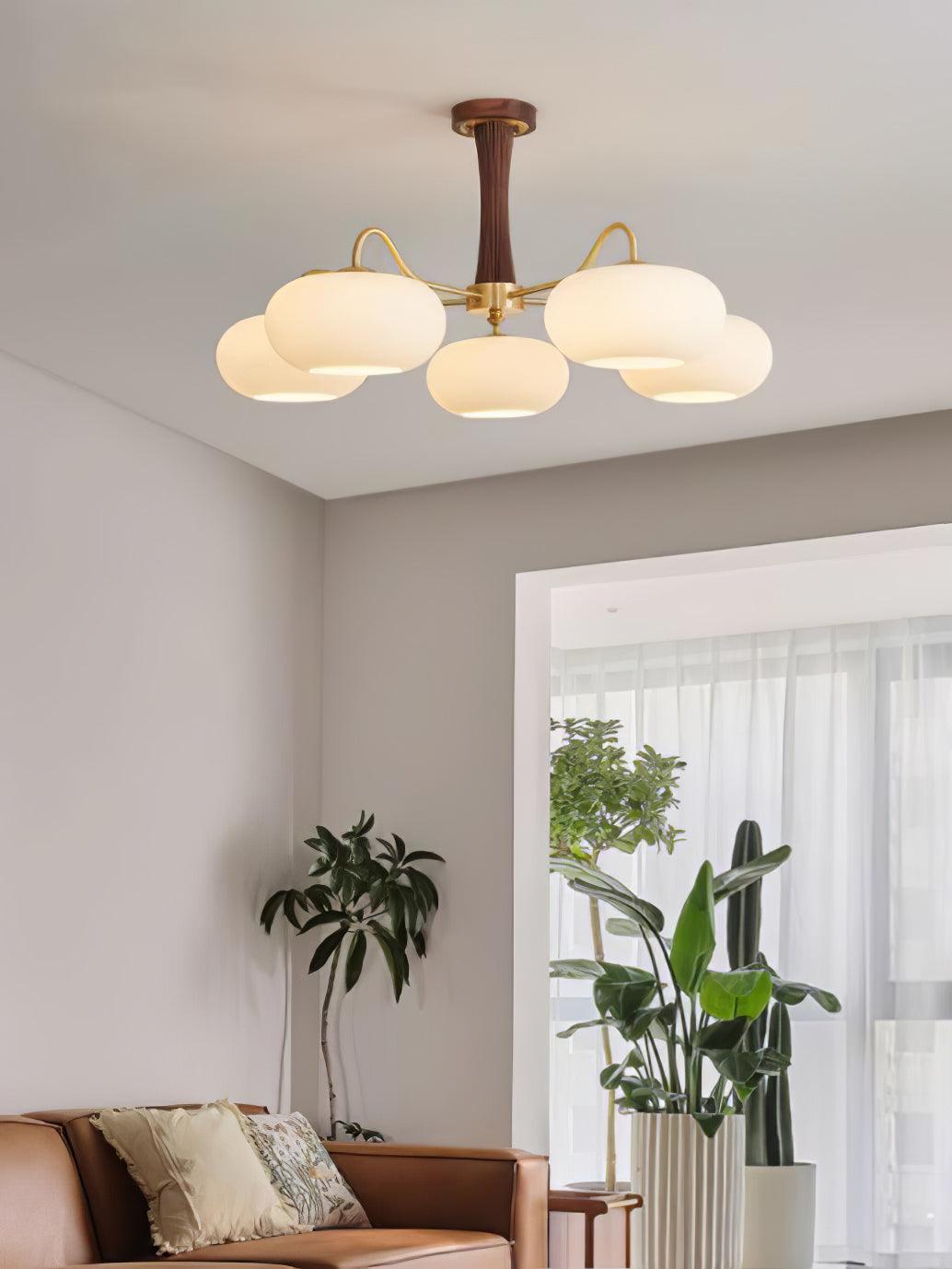Brass Wooden Persimmon Chandelier - Blowlighting