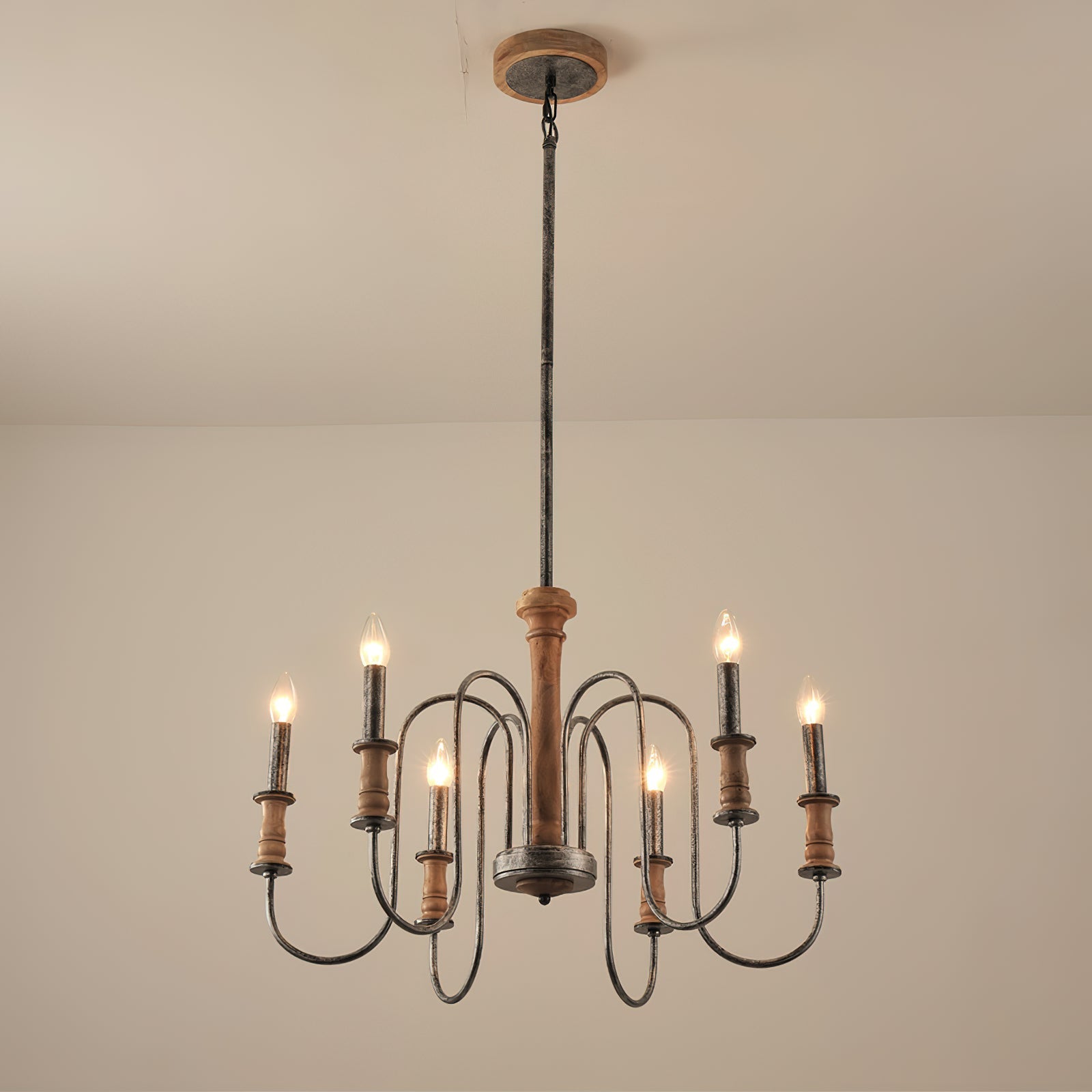 Volo Postmodern Luxury Wooden Metal Chandelier - Lamp Copper