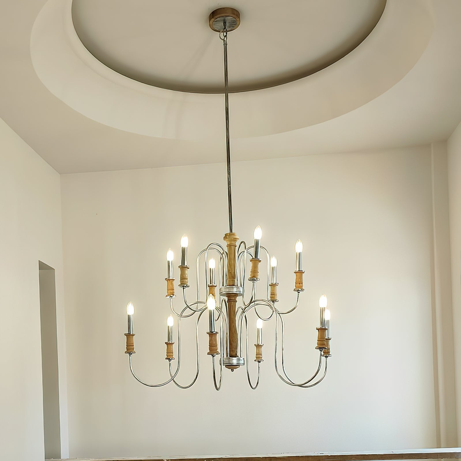 Volo Postmodern Luxury Wooden Metal Chandelier - Lamp Copper