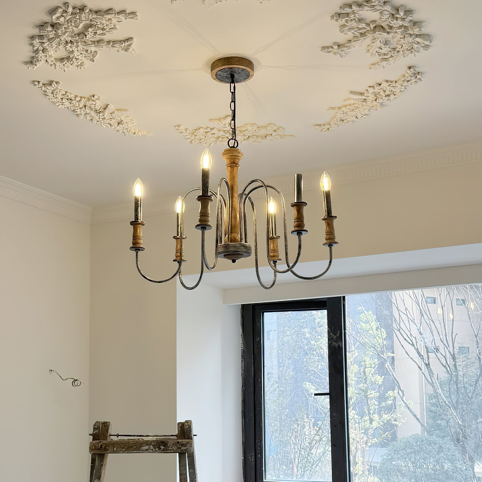 Volo Postmodern Luxury Wooden Metal Chandelier - Lamp Copper