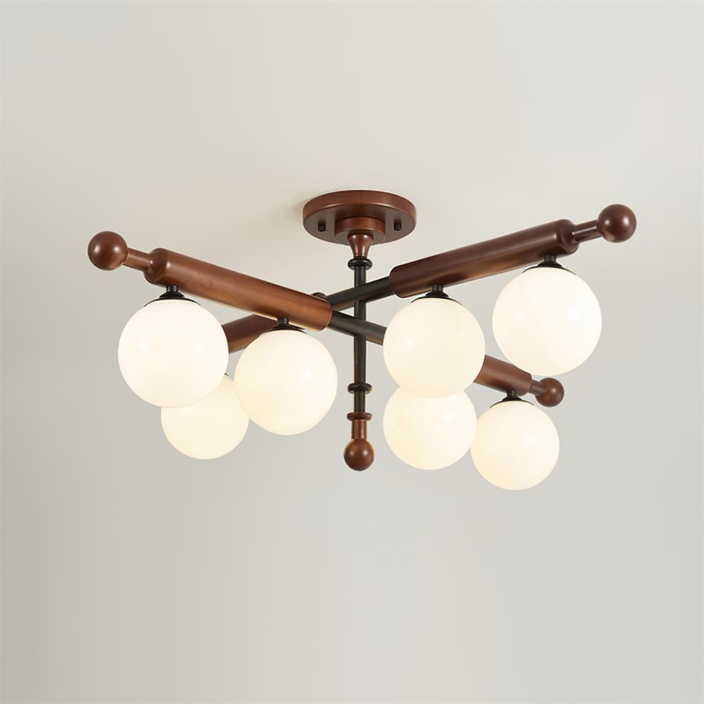 Briette Ceiling Light Wood Glass Globe Mid Century - Letslighting