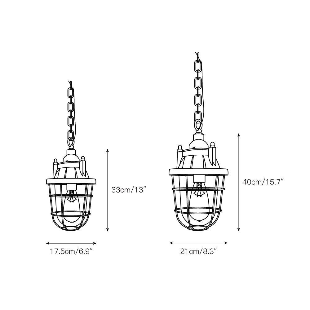 Celest Vintage Industrial Cage Metal Glass Pendant Light - Lamp Copper