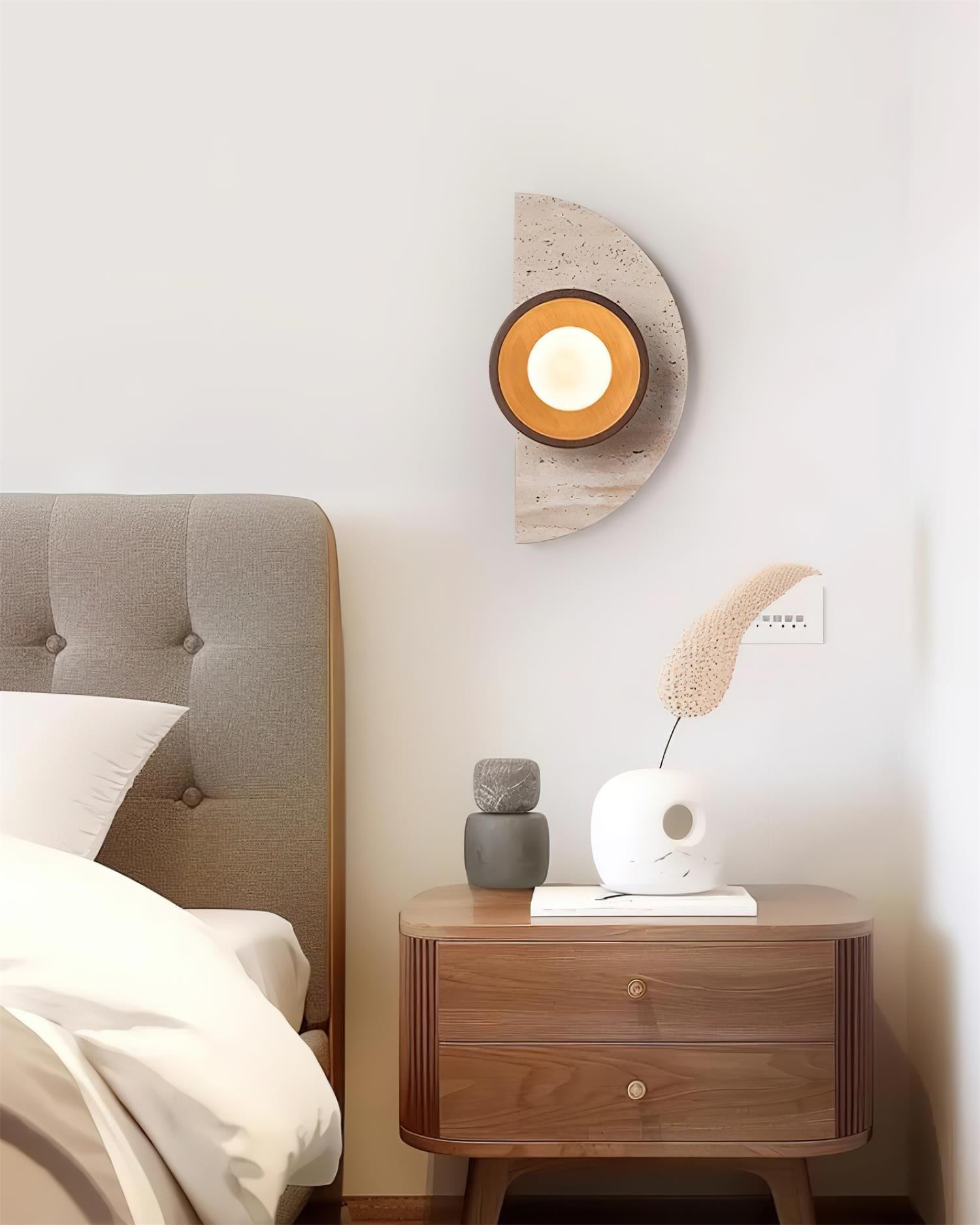 Solaro Wall Lamp Travertine Half-moon Design - Letslighting