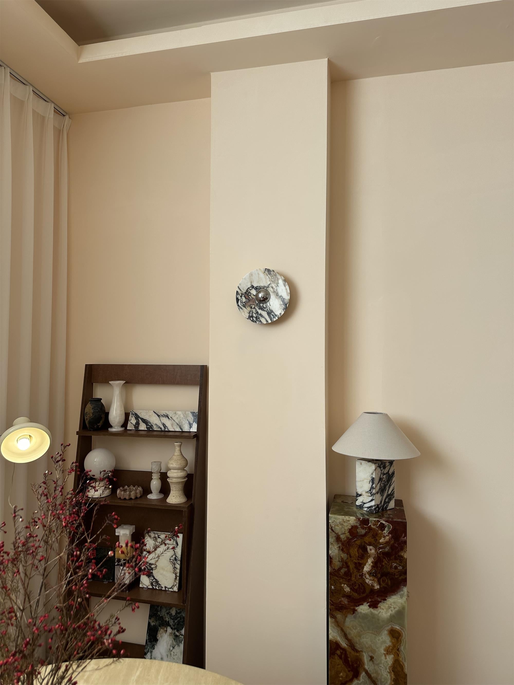 Alter Modern Minimalist Round Marble Metal Sconce Wall Lamp - Lamp Copper