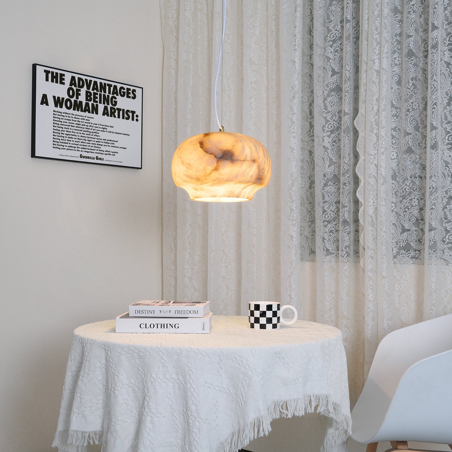 Thalia Minimalist Alabaster Pendant Light - Letslighting