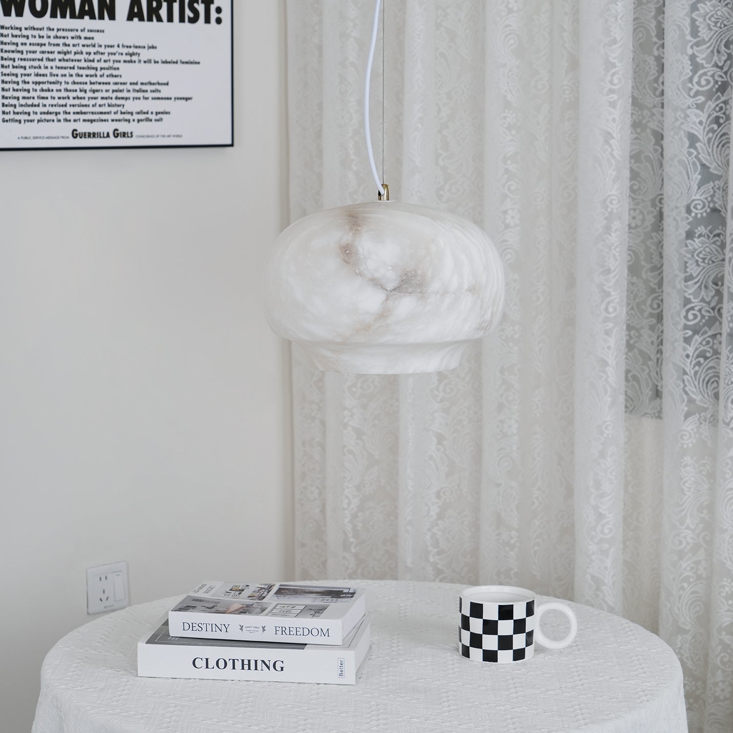 Thalia Minimalist Alabaster Pendant Light - Letslighting