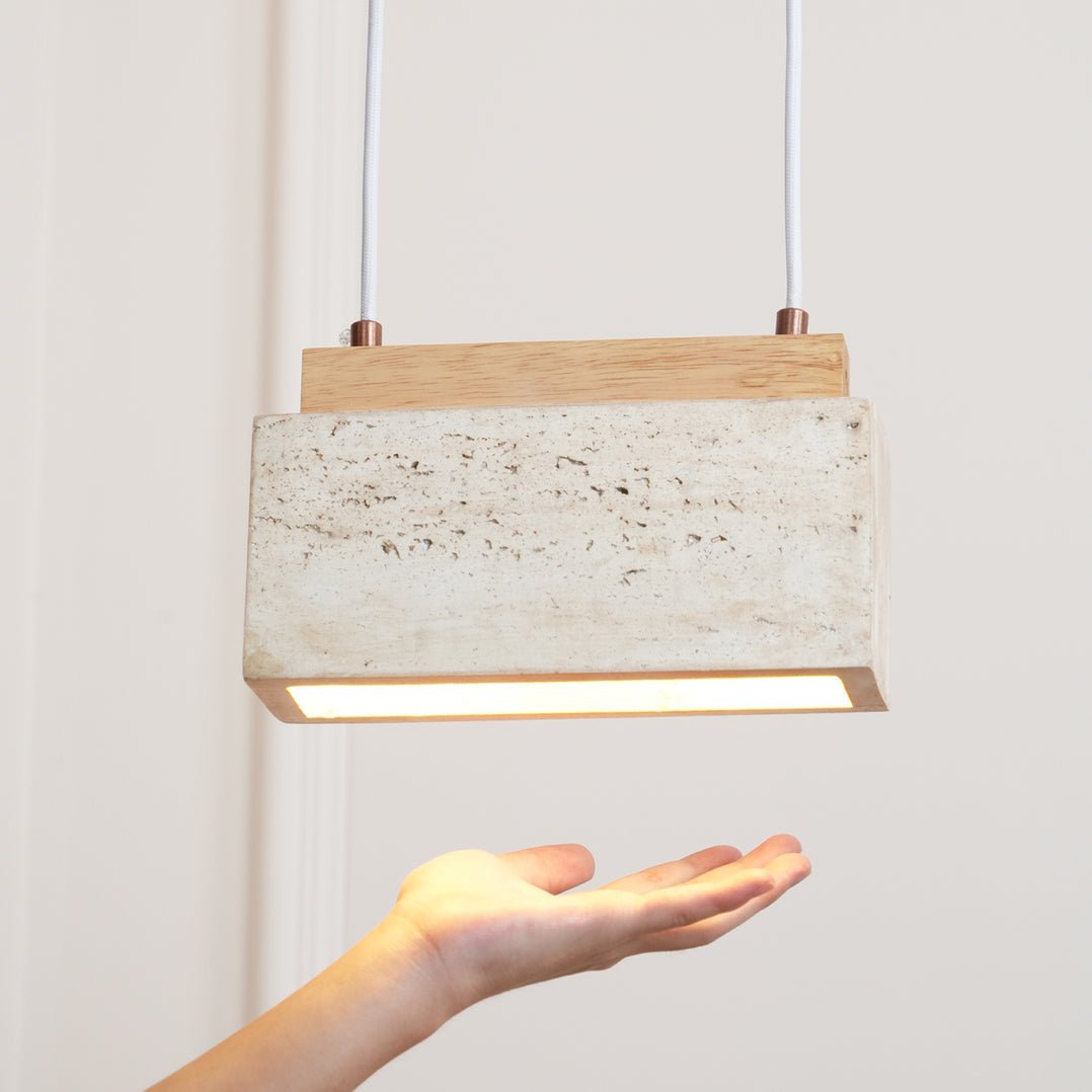 Ciraeila Rectangular Travertine Pendant Light - Letslighting