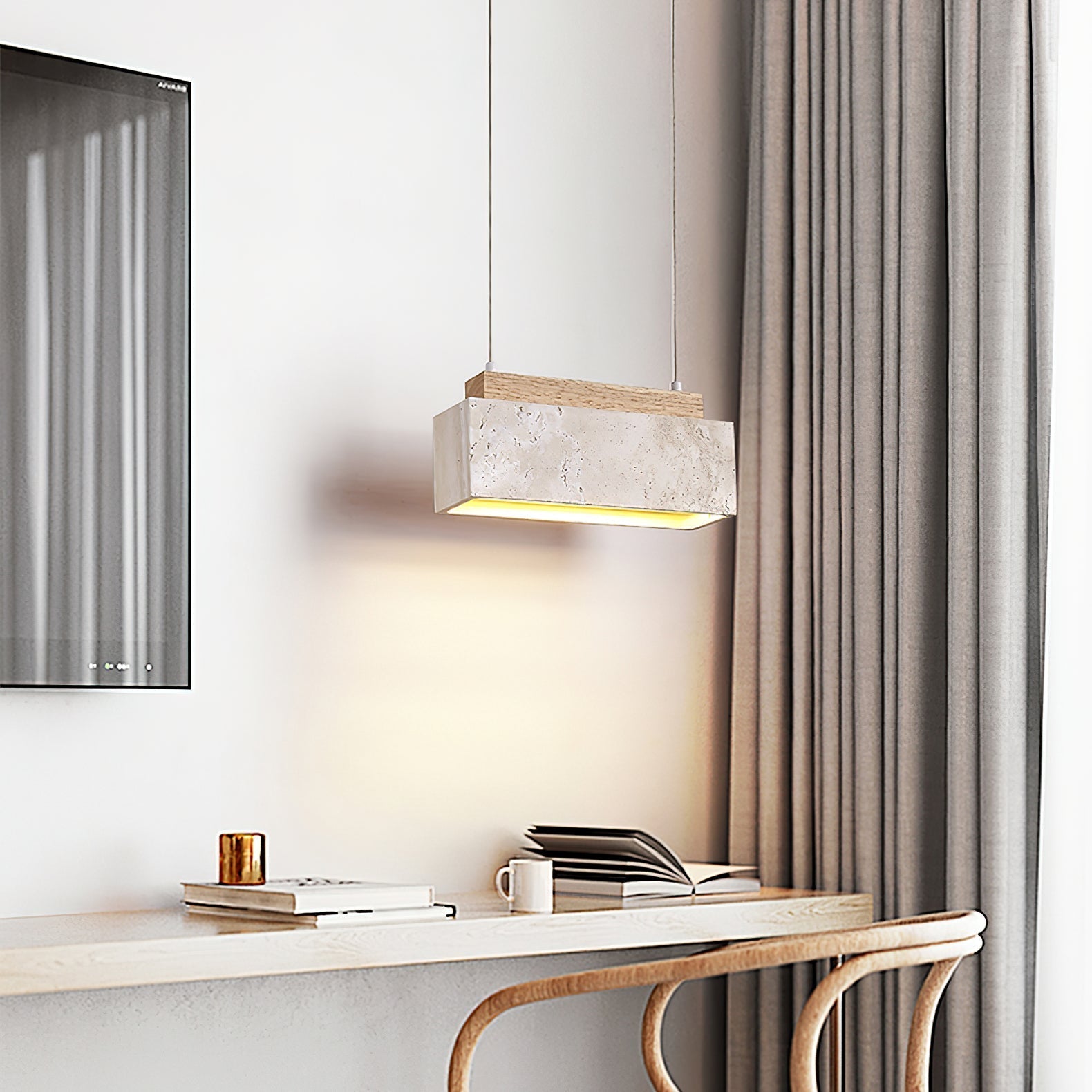 Ciraeila Rectangular Travertine Pendant Light - Letslighting