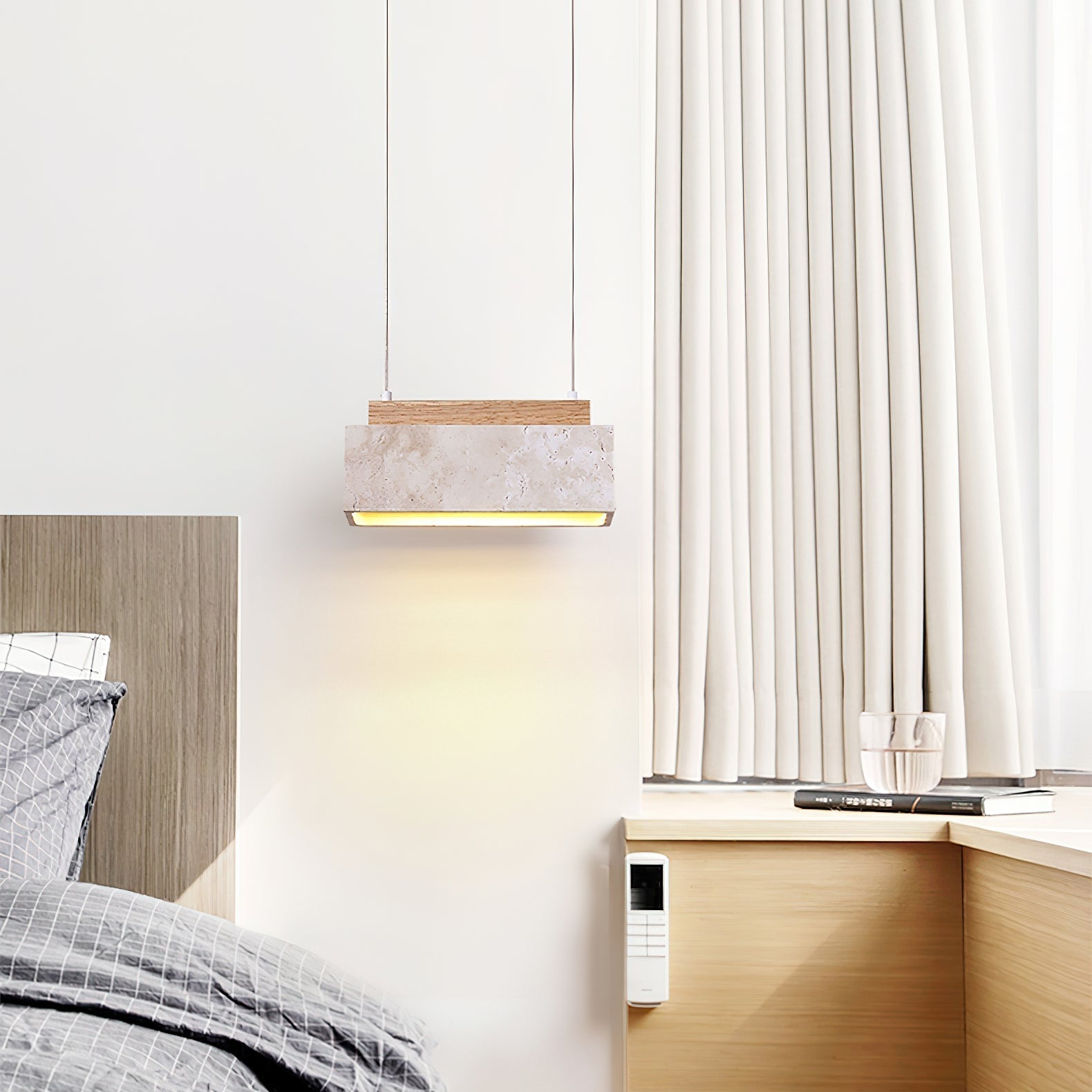 Ciraeila Rectangular Travertine Pendant Light - Letslighting