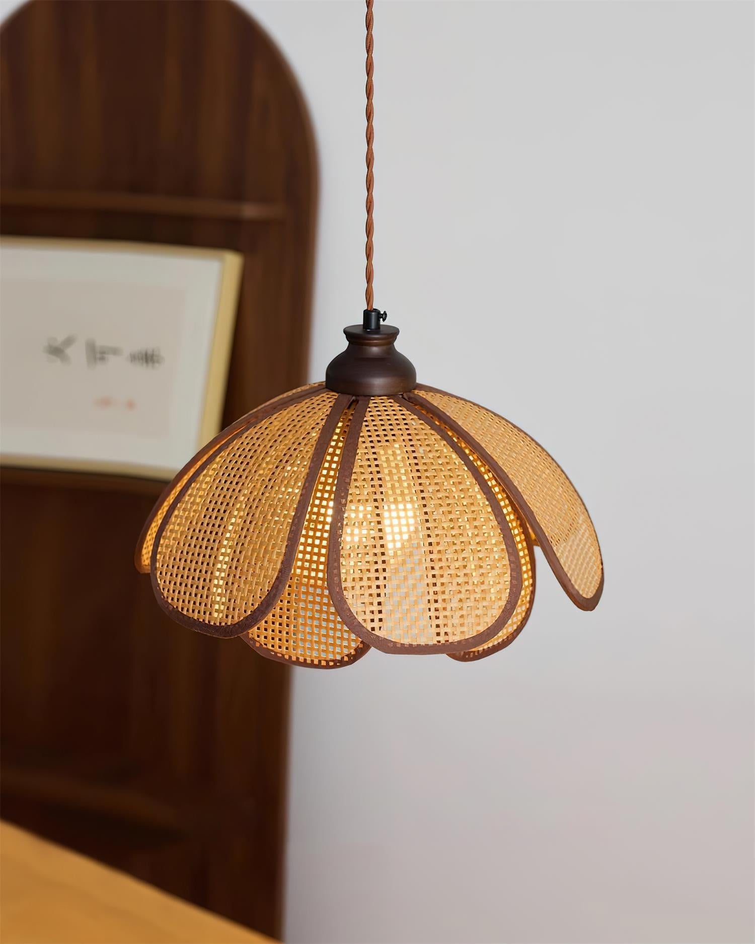 Capelina Pendant Lamp Rattan Petal Weave - Letslighting