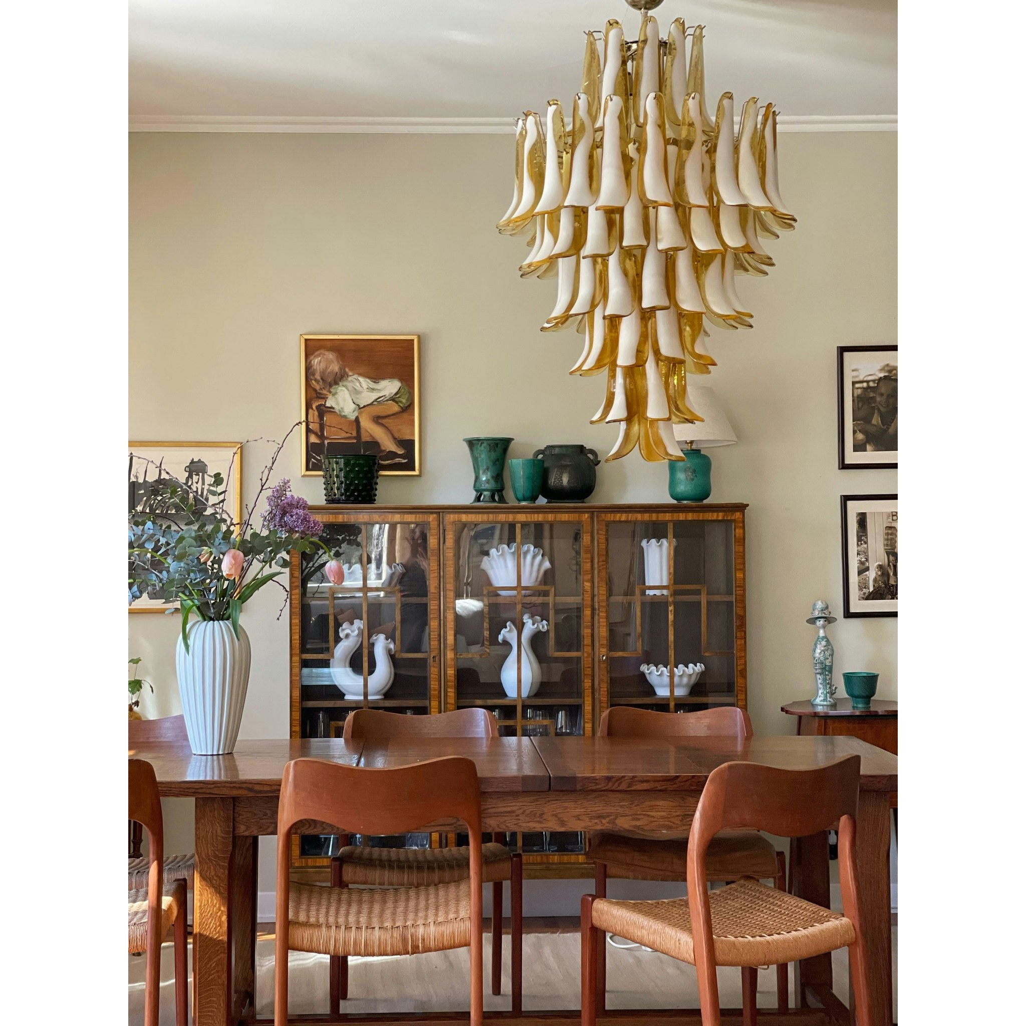 Zinc Postmodern Luxury Petal Glass Metal Chandelier - Lamp Copper