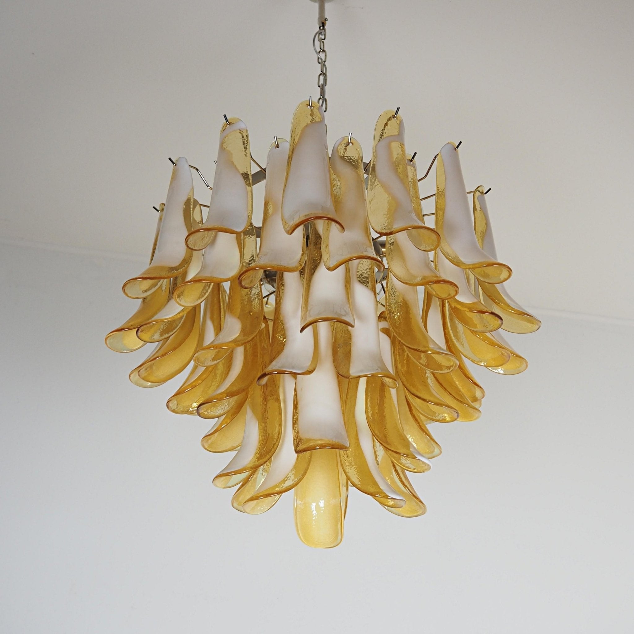 Aurora Chandelier Amber Murano Glass Petals Layered - Letslighting