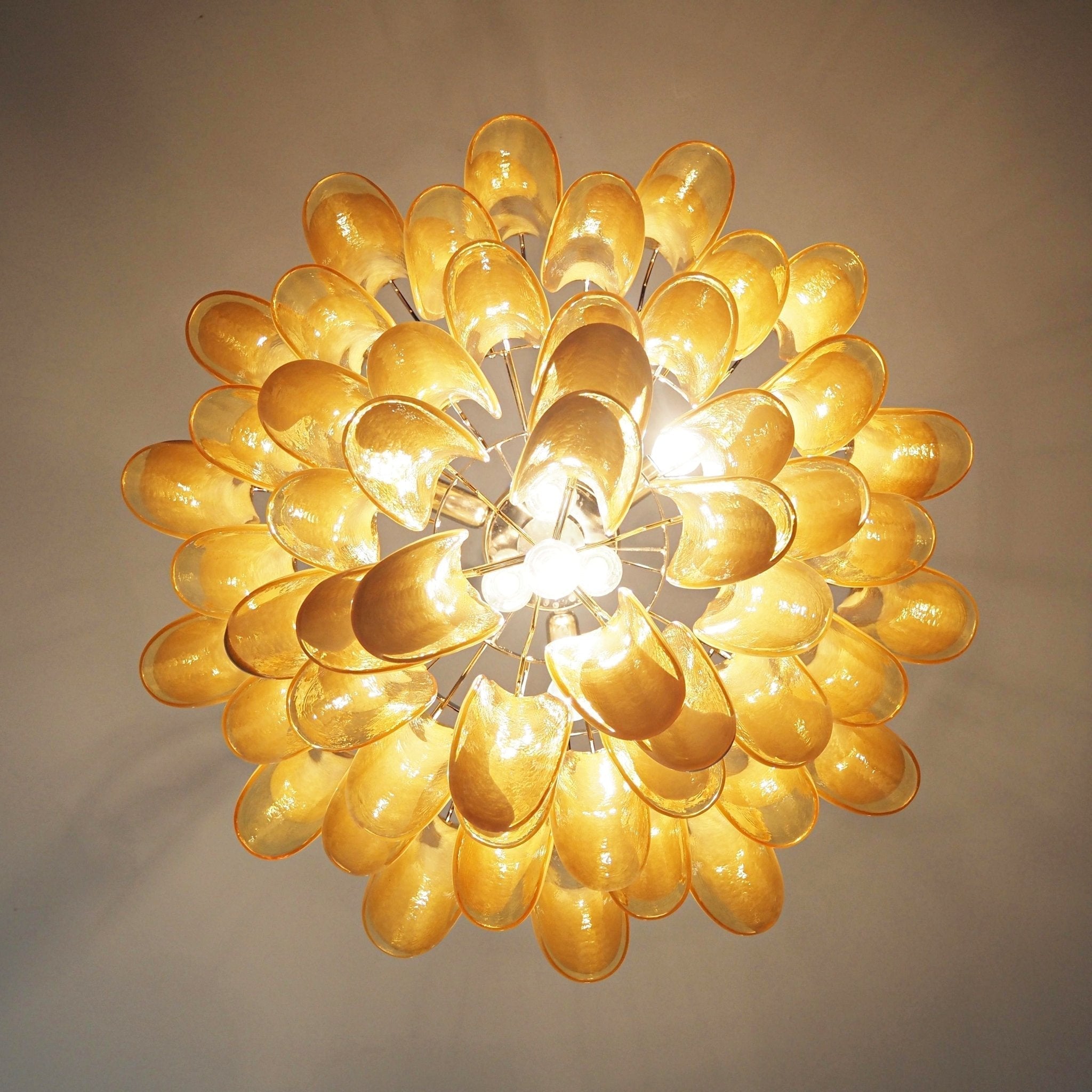Aurora Chandelier Amber Murano Glass Petals Layered - Letslighting