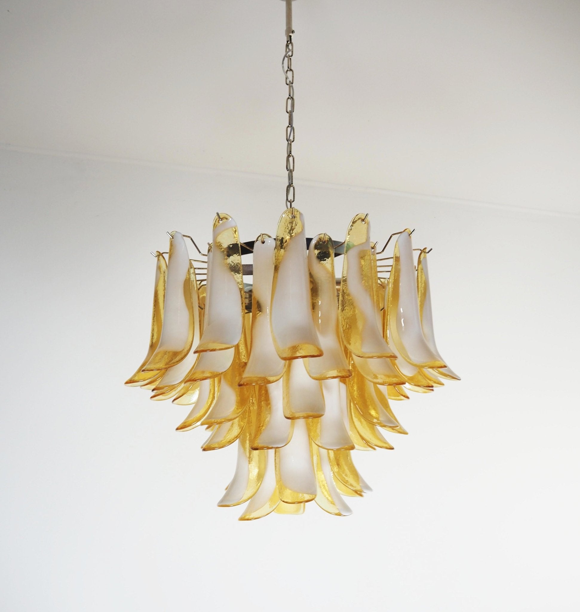 Aurora Chandelier Amber Murano Glass Petals Layered - Letslighting