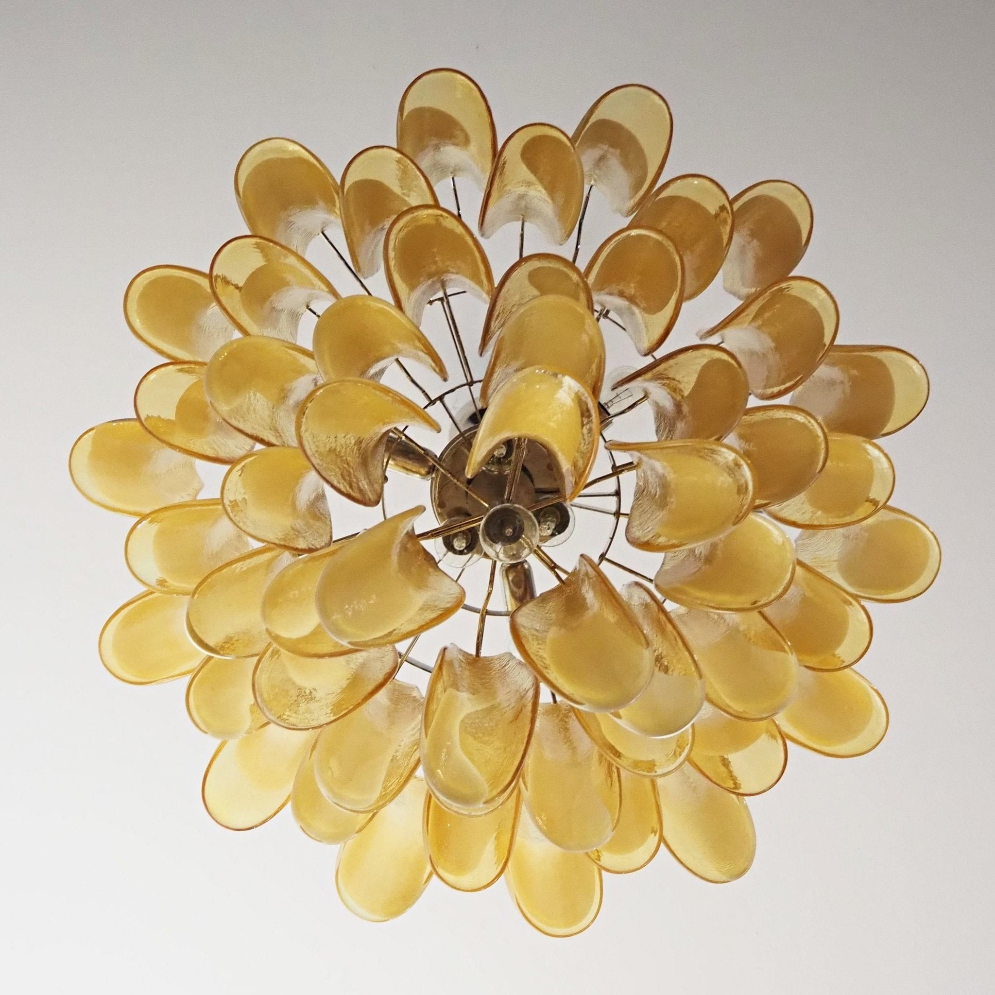 Aurora Chandelier Amber Murano Glass Petals Layered - Letslighting