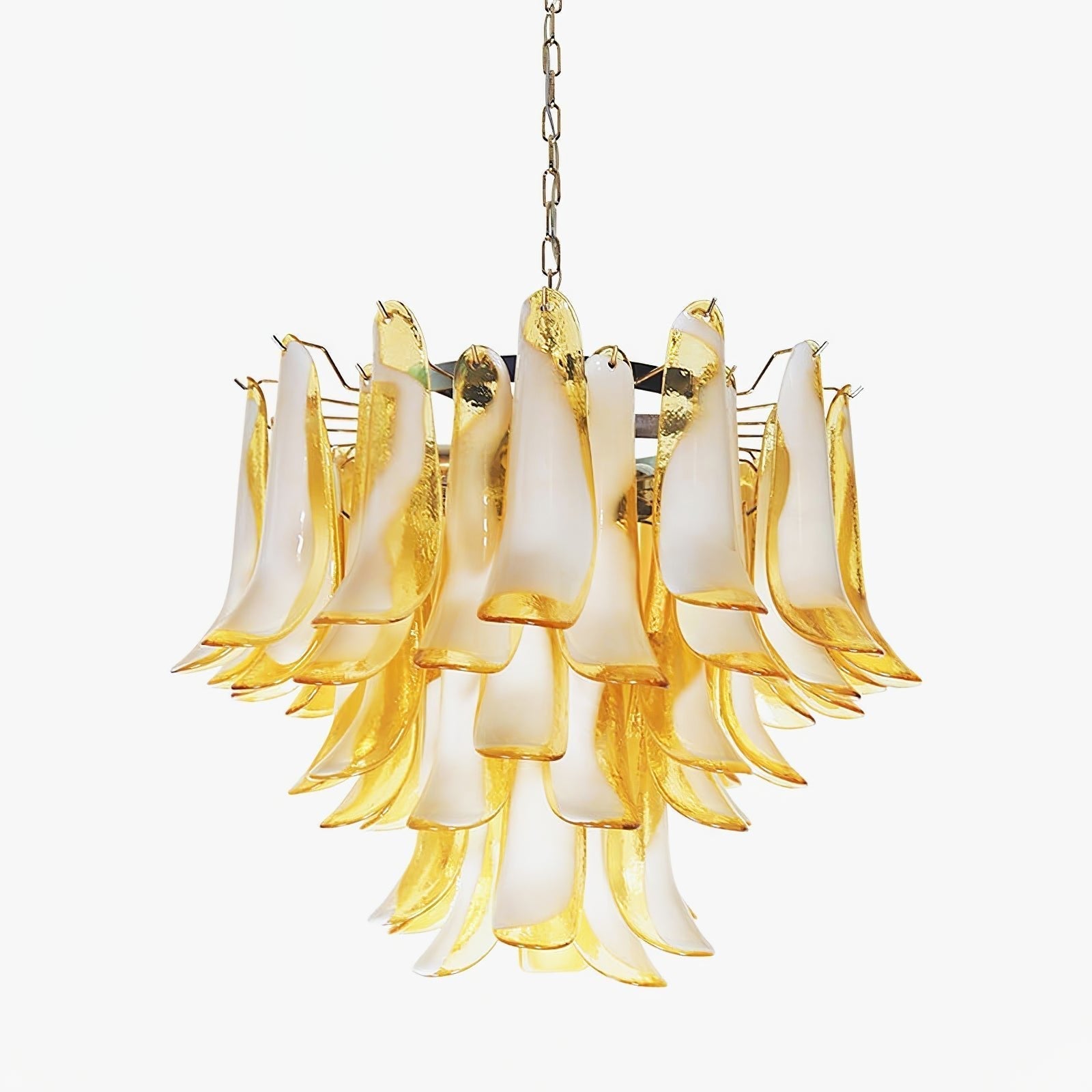 Aurora Chandelier Amber Murano Glass Petals Layered - Letslighting