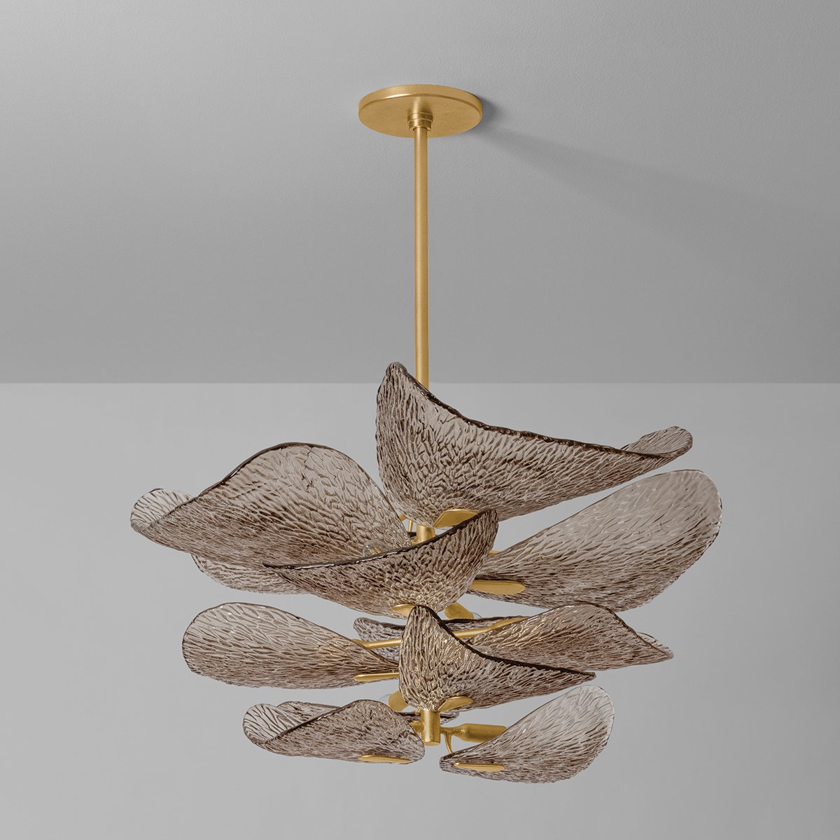 Aurora Chandelier Cardiff Piastra Glass Petal Layered Bronze - Letslighting