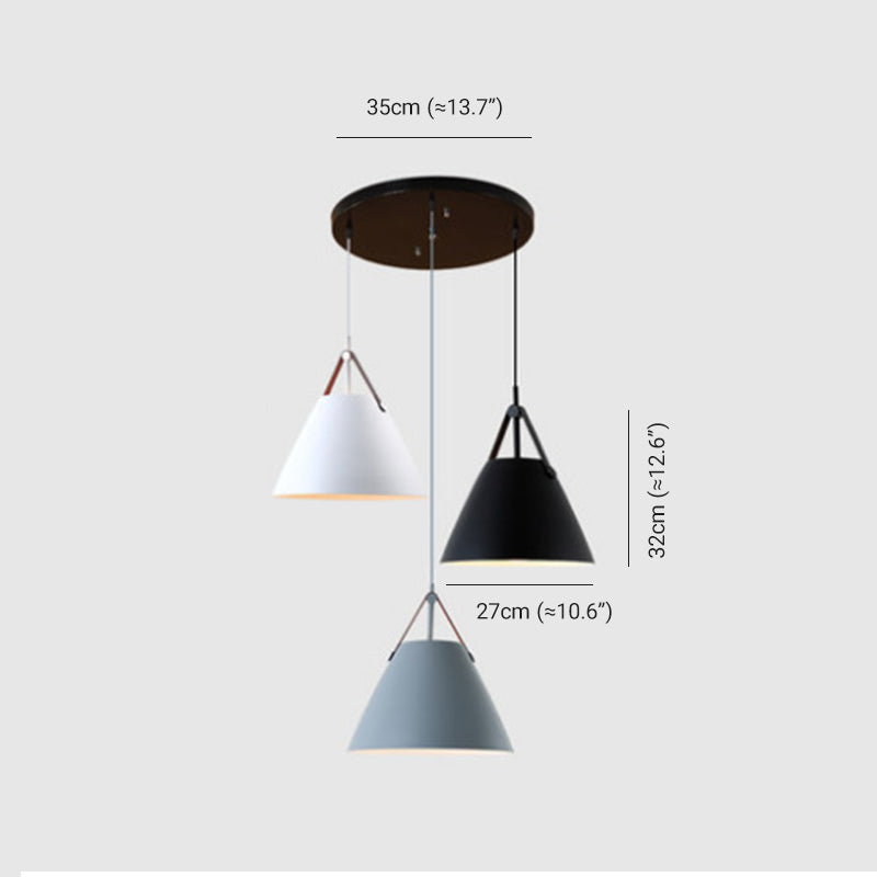 Arisha Suspension Conique Moderne, Métal, Nior/Blanc/Gris, Salon