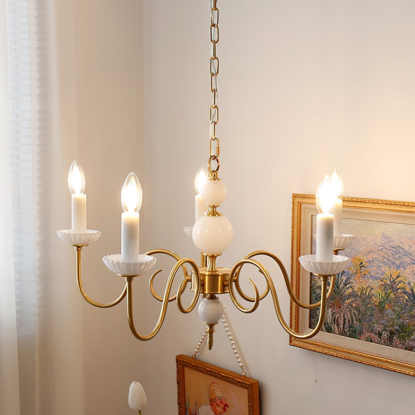 Carlita Chandelier Gold Curved Candle Arms - Letslighting