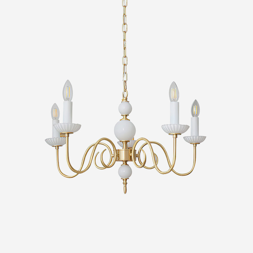Carlita Chandelier Gold Curved Candle Arms - Letslighting