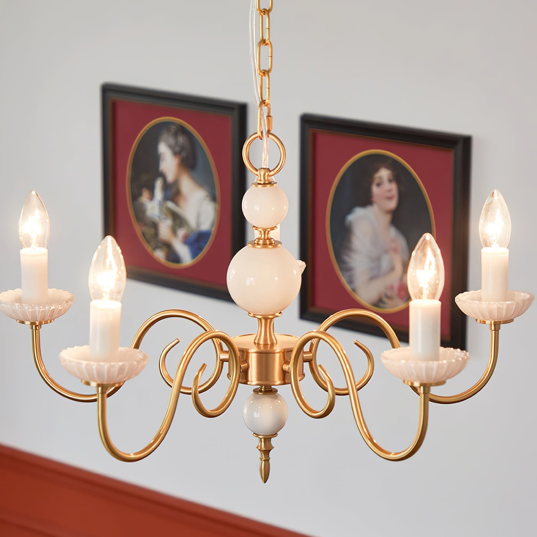 Carlita Chandelier Gold Curved Candle Arms - Letslighting