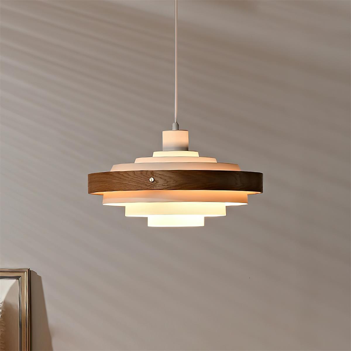 Pendant Lamp Rustic & Wood with Layered Shade Modern - Letslighting