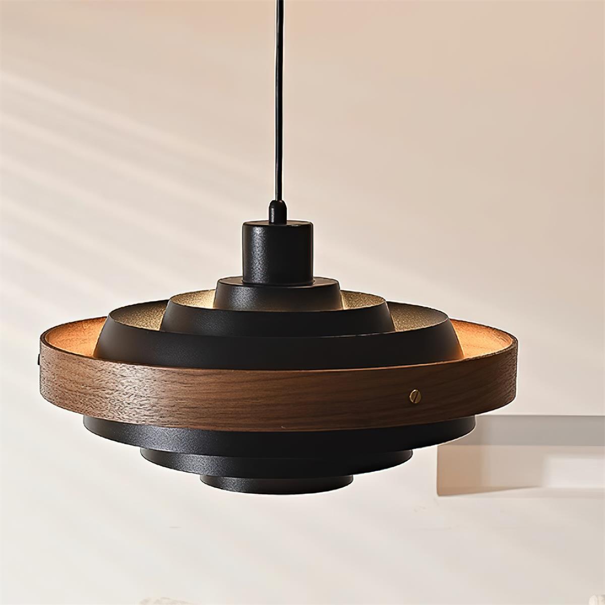Pendant Lamp Rustic & Wood with Layered Shade Modern - Letslighting
