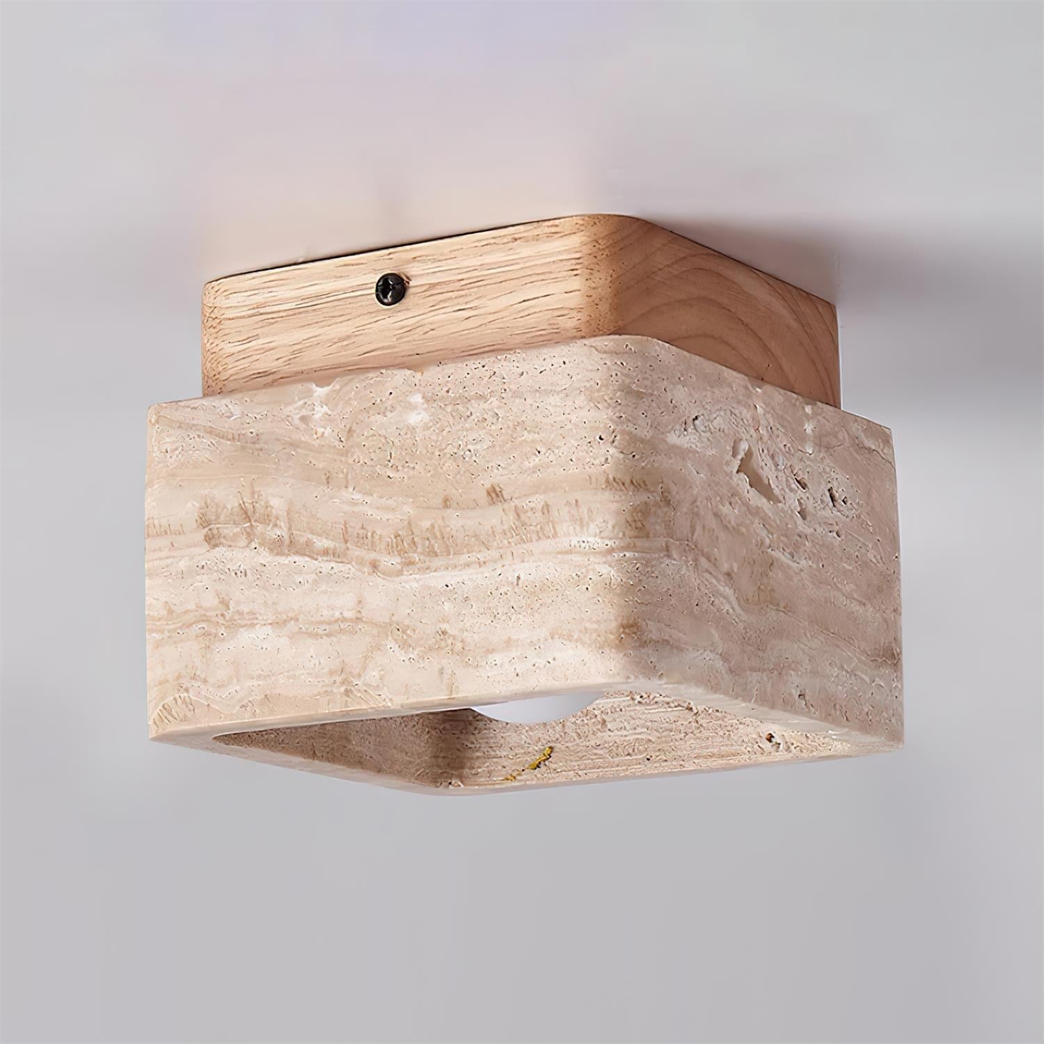 Vellin Travertine Square Flush Mount Ceiling Light - Letslighting