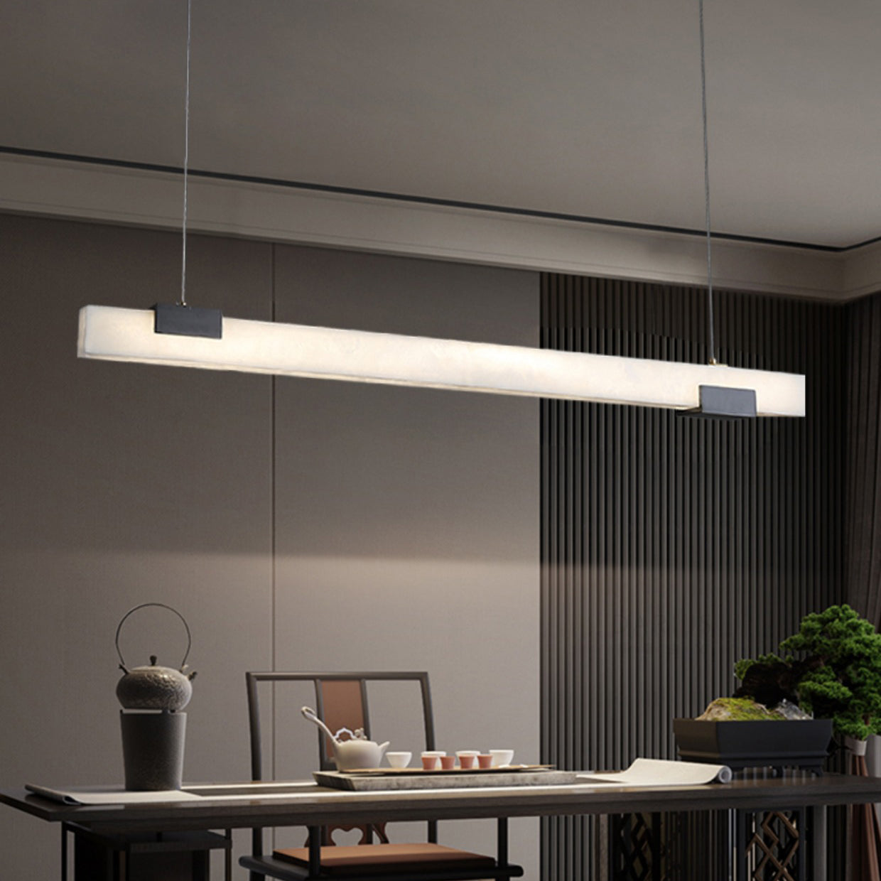 Avert Modern Minimalist Brass Alabaster Pendant Light - Lamp Copper