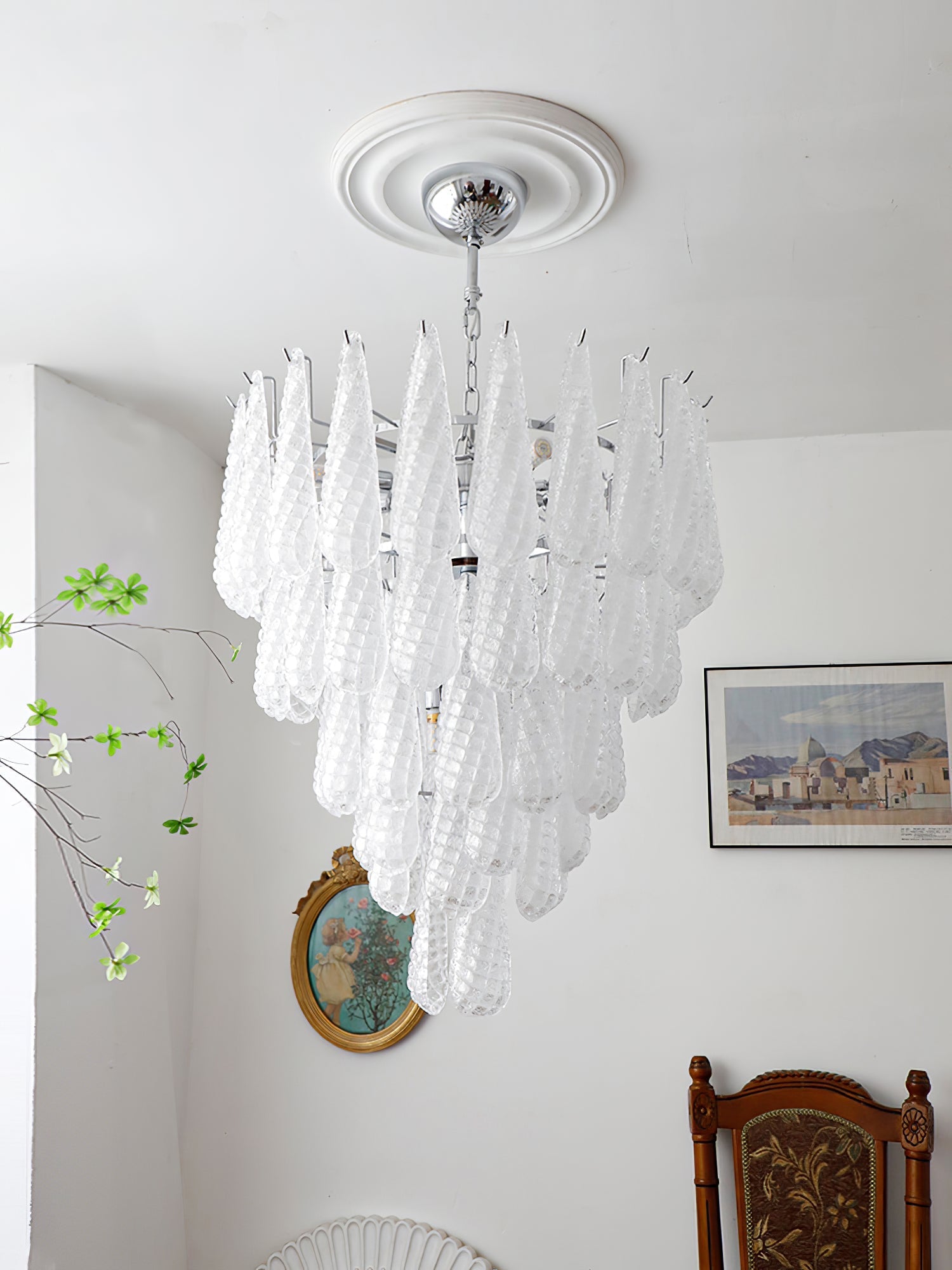 Case Chandelier Glass Droplet Cascade - Letslighting